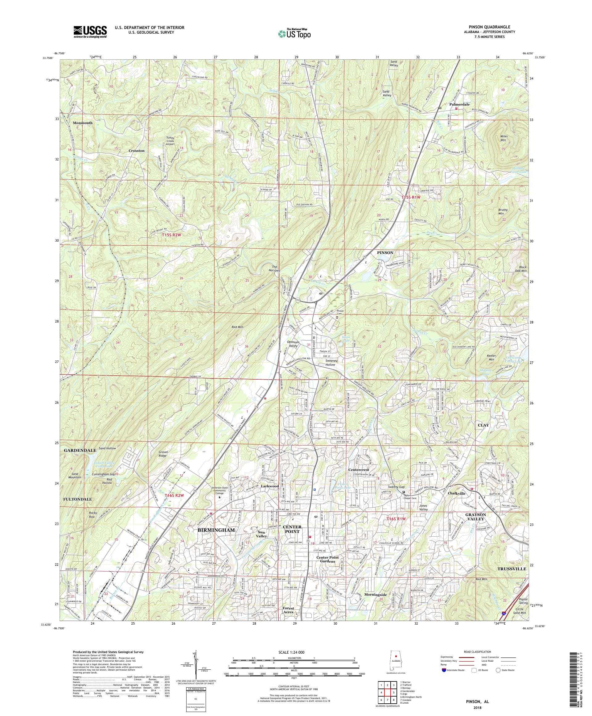 MyTopo Pinson, Alabama USGS Quad Topo Map