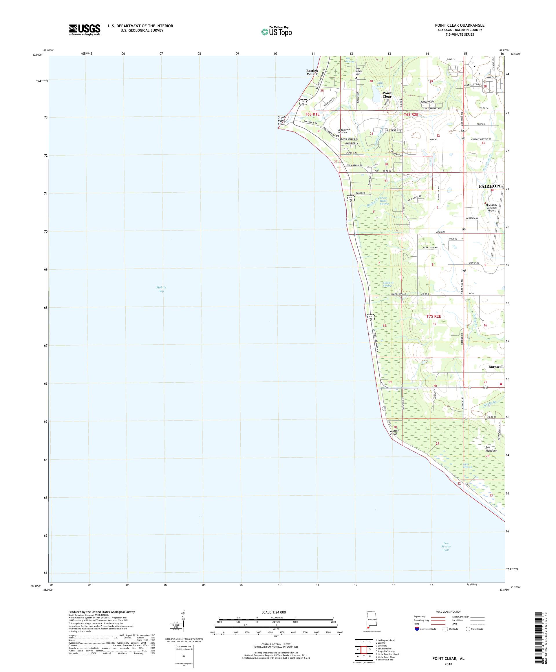 MyTopo Point Clear, Alabama USGS Quad Topo Map