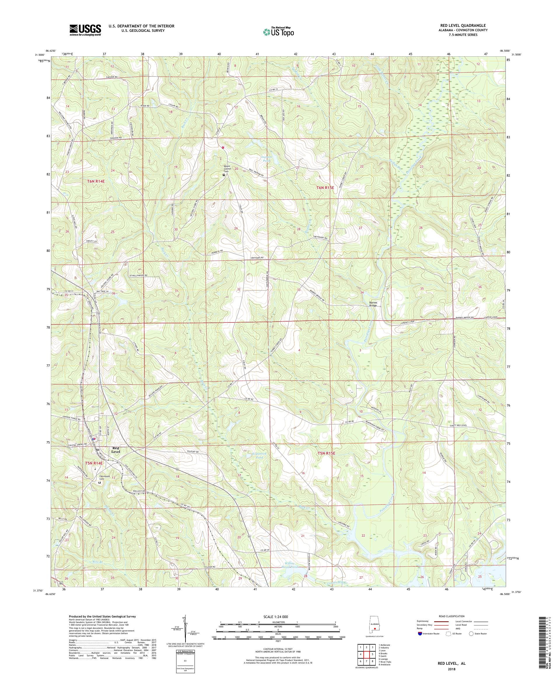 MyTopo Red Level, Alabama USGS Quad Topo Map