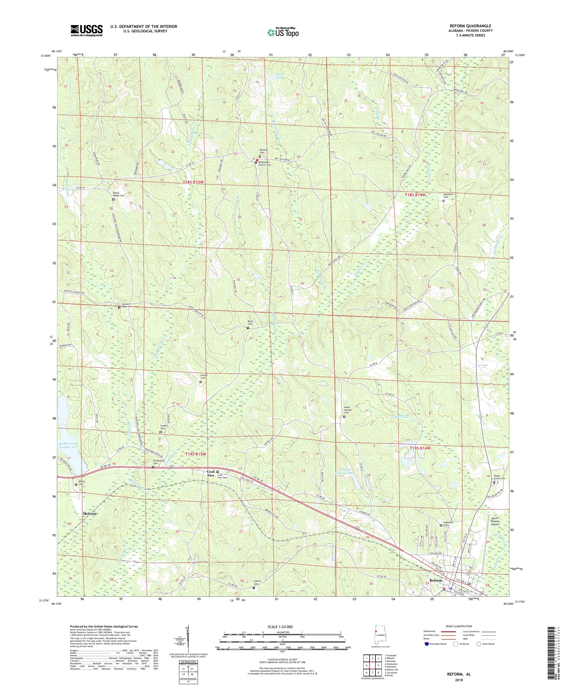 MyTopo Reform, Alabama USGS Quad Topo Map
