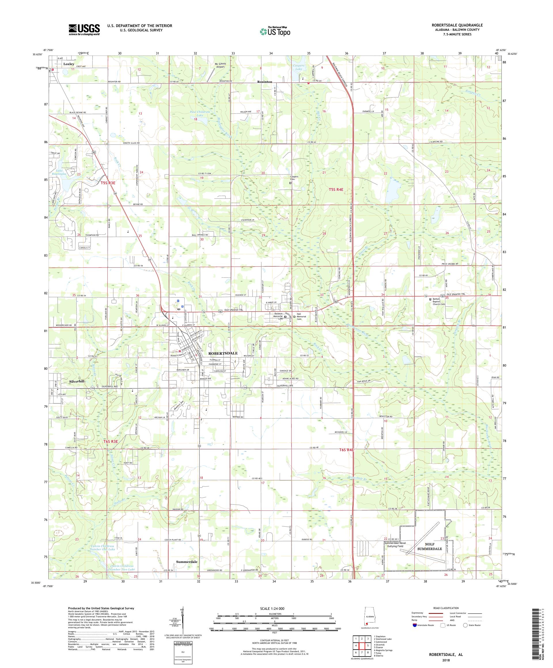 MyTopo Robertsdale, Alabama USGS Quad Topo Map