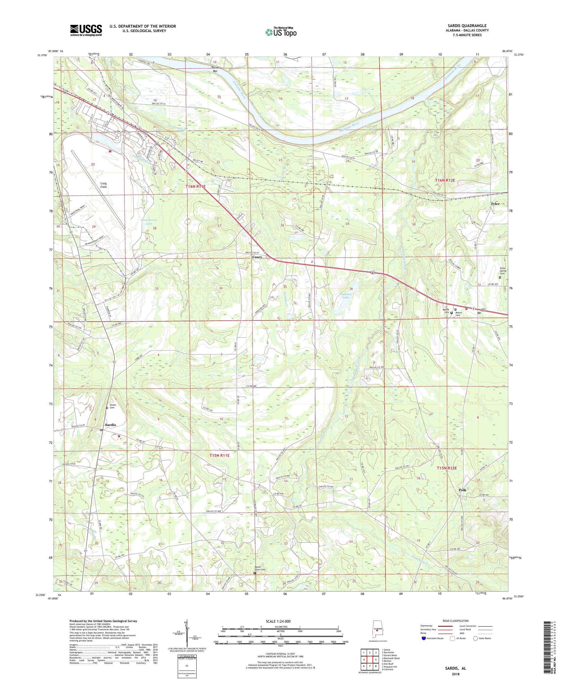 MyTopo Sardis, Alabama USGS Quad Topo Map