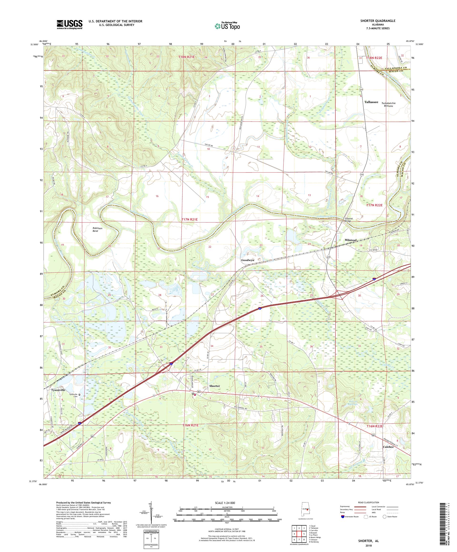 MyTopo Shorter, Alabama USGS Quad Topo Map