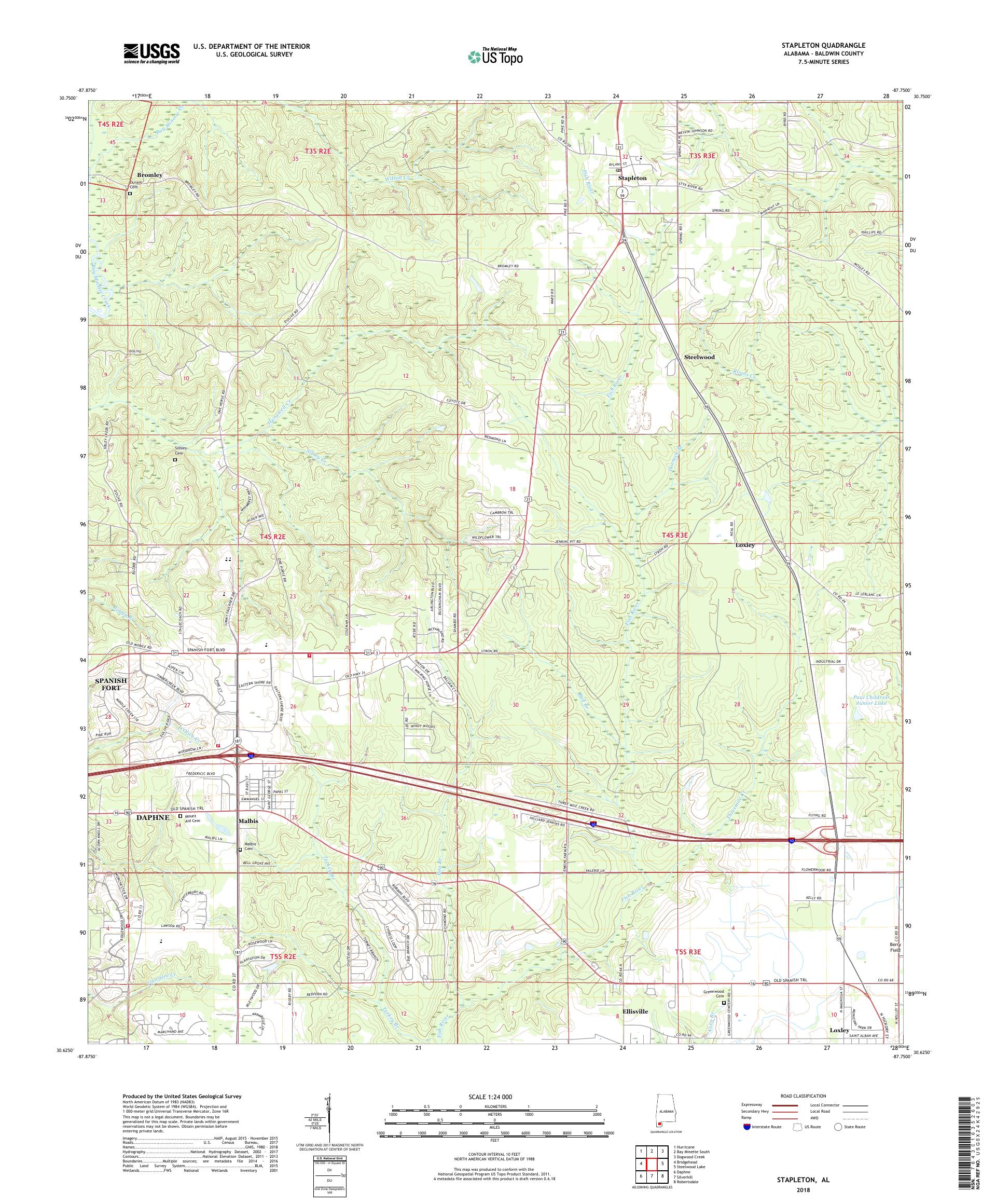 MyTopo Stapleton, Alabama USGS Quad Topo Map