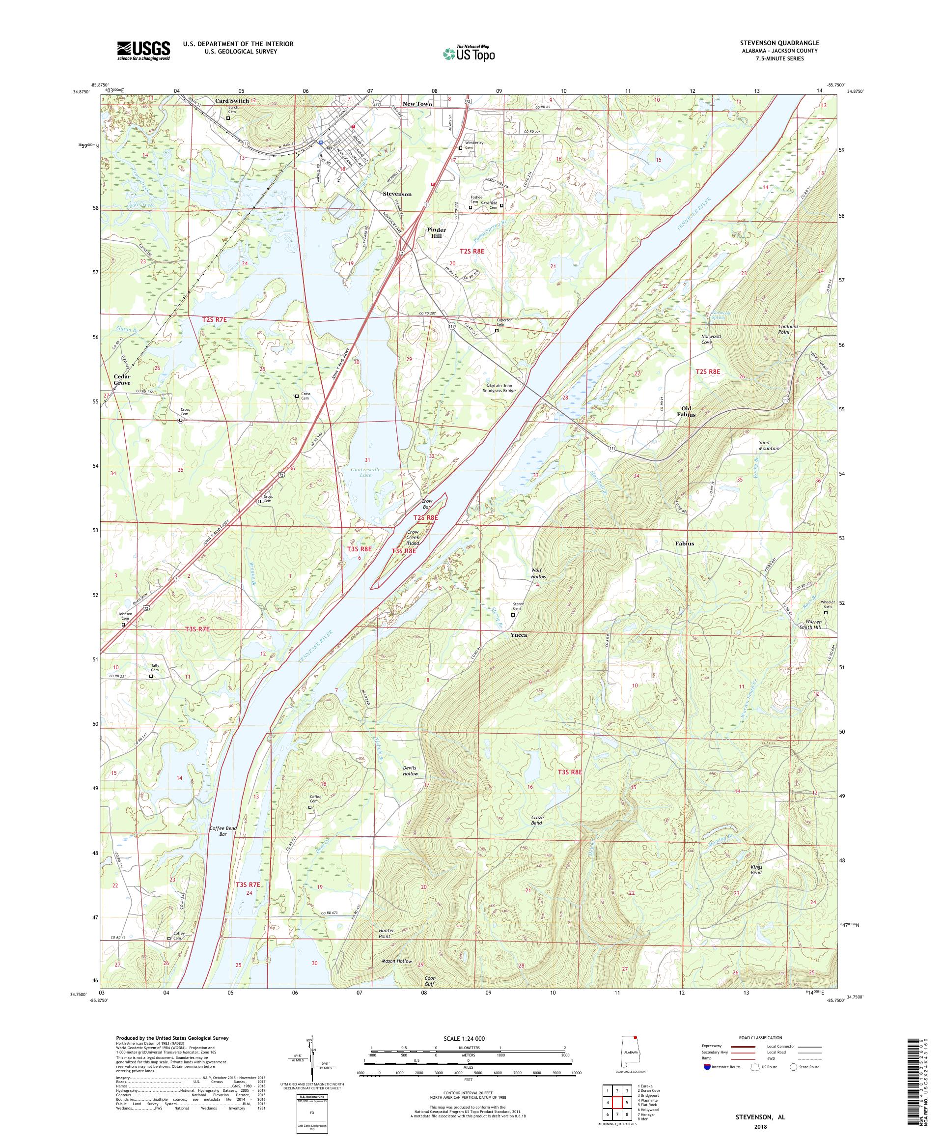 MyTopo Stevenson, Alabama USGS Quad Topo Map