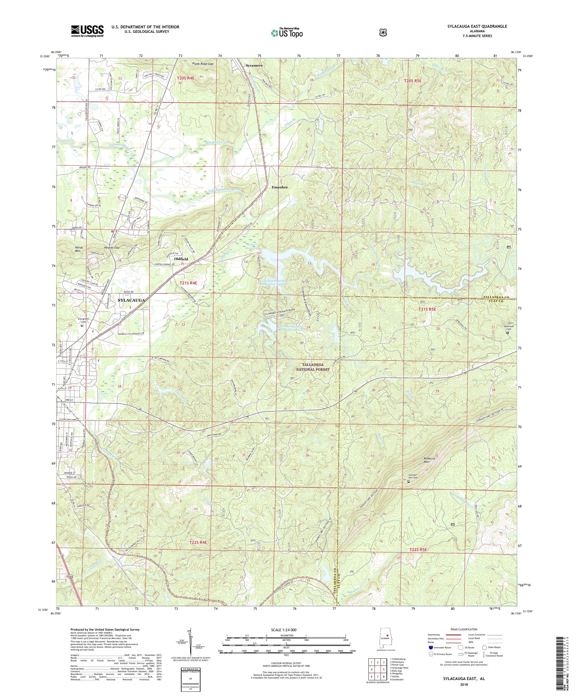 MyTopo Sylacauga East, Alabama USGS Quad Topo Map