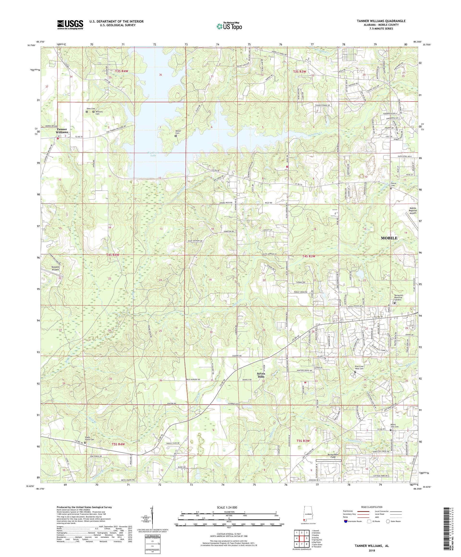 MyTopo Tanner Williams, Alabama USGS Quad Topo Map