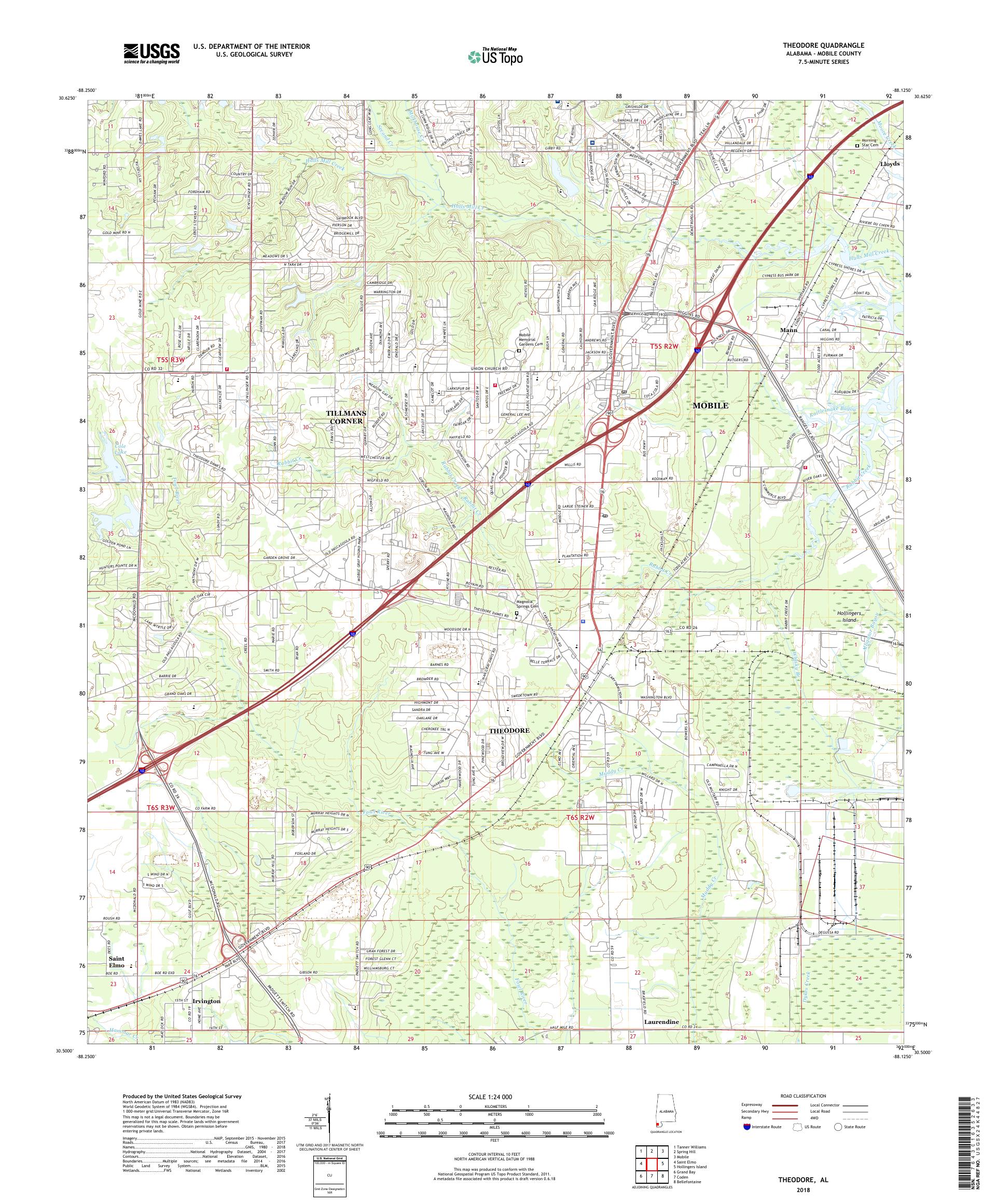 MyTopo Theodore, Alabama USGS Quad Topo Map