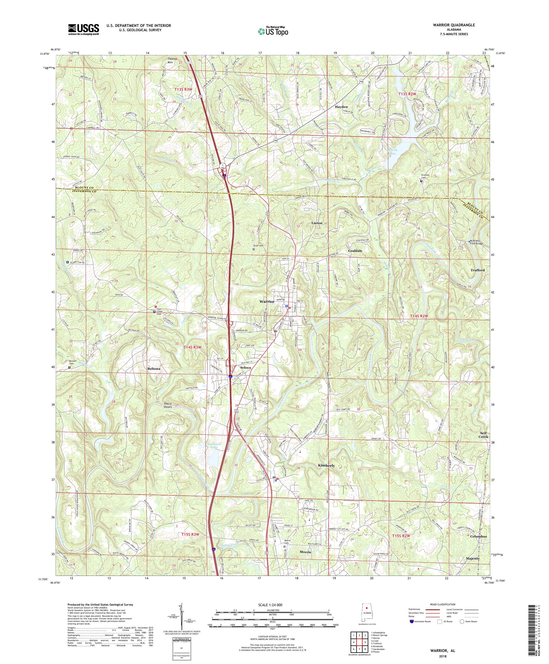 MyTopo Warrior, Alabama USGS Quad Topo Map