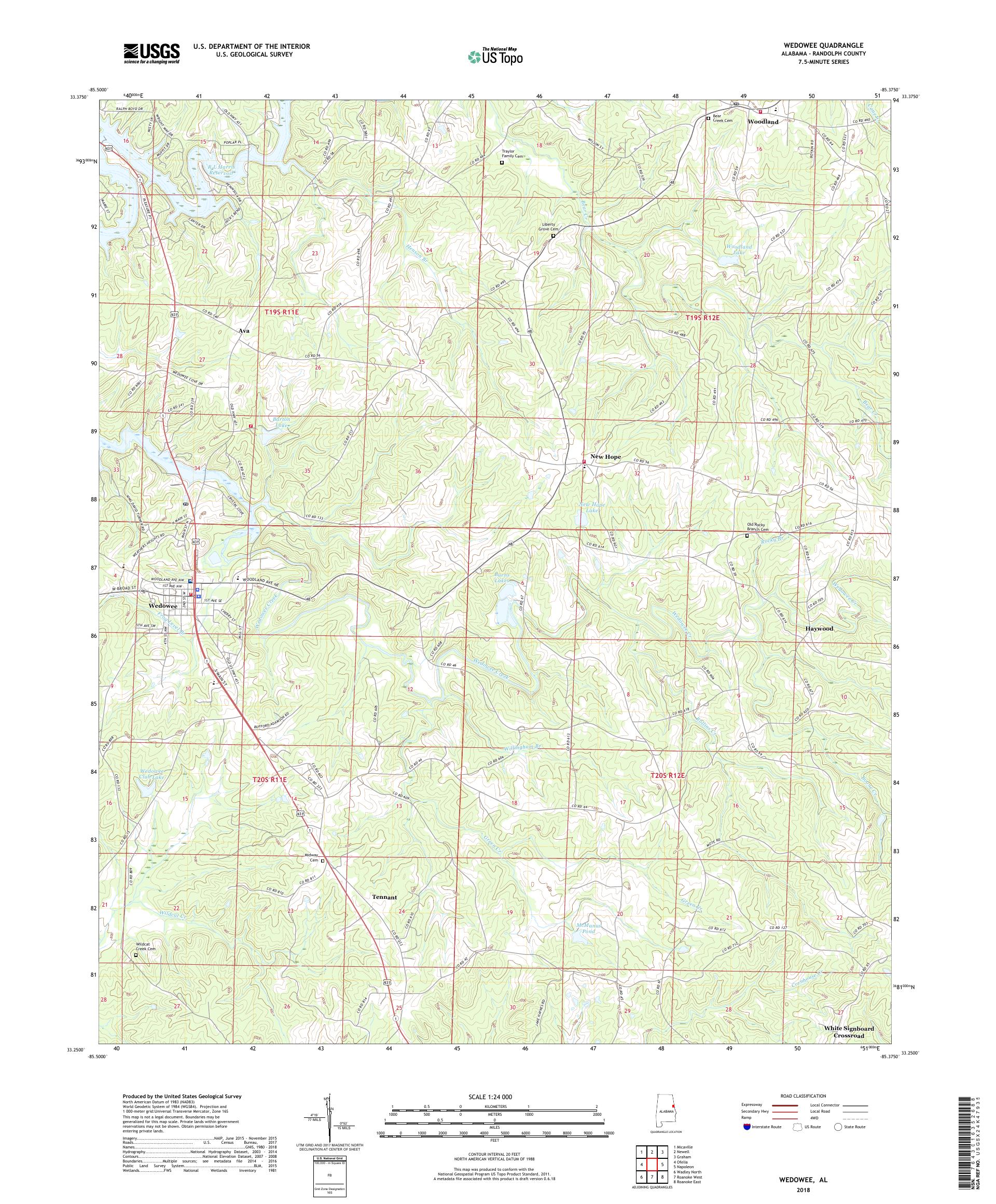 MyTopo Wedowee, Alabama USGS Quad Topo Map