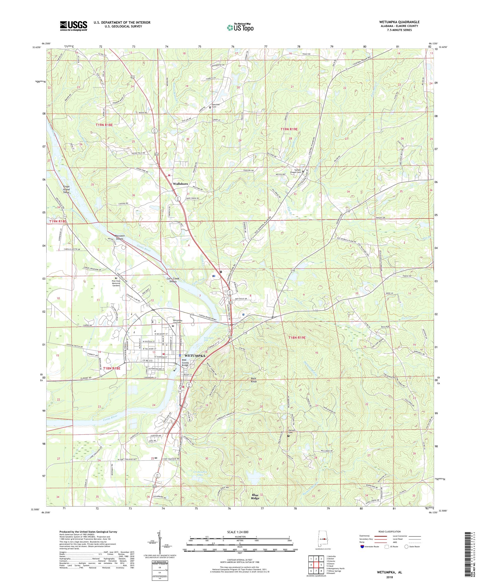 MyTopo Wetumpka, Alabama USGS Quad Topo Map