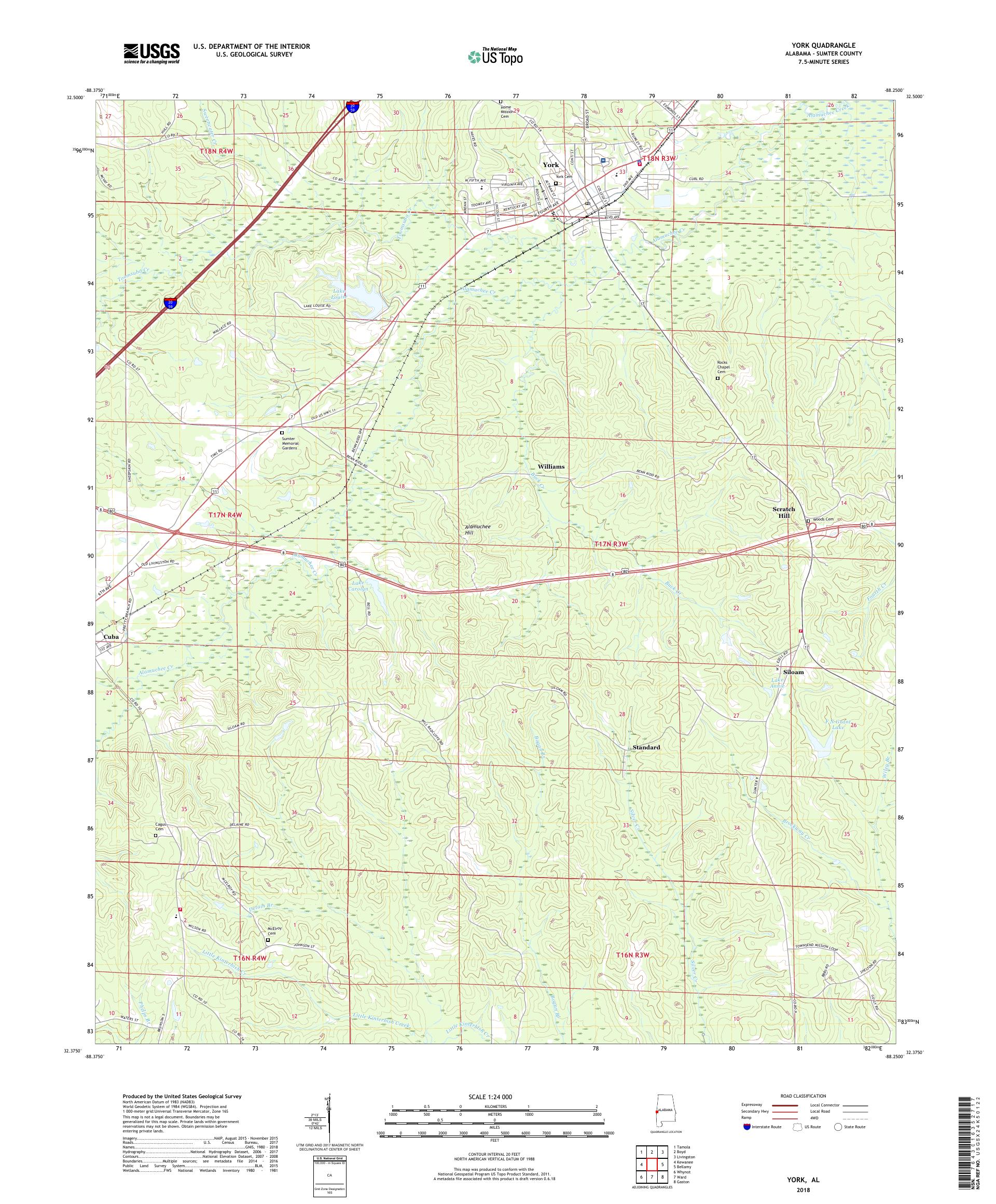 MyTopo York, Alabama USGS Quad Topo Map