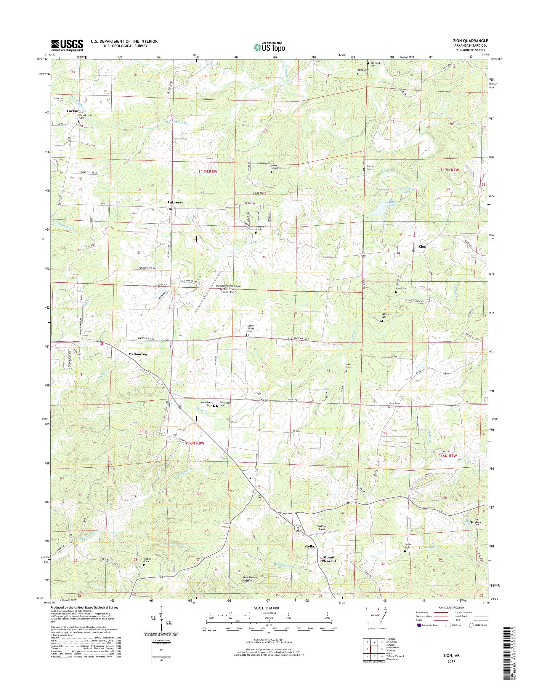 MyTopo Zion, Arkansas USGS Quad Topo Map