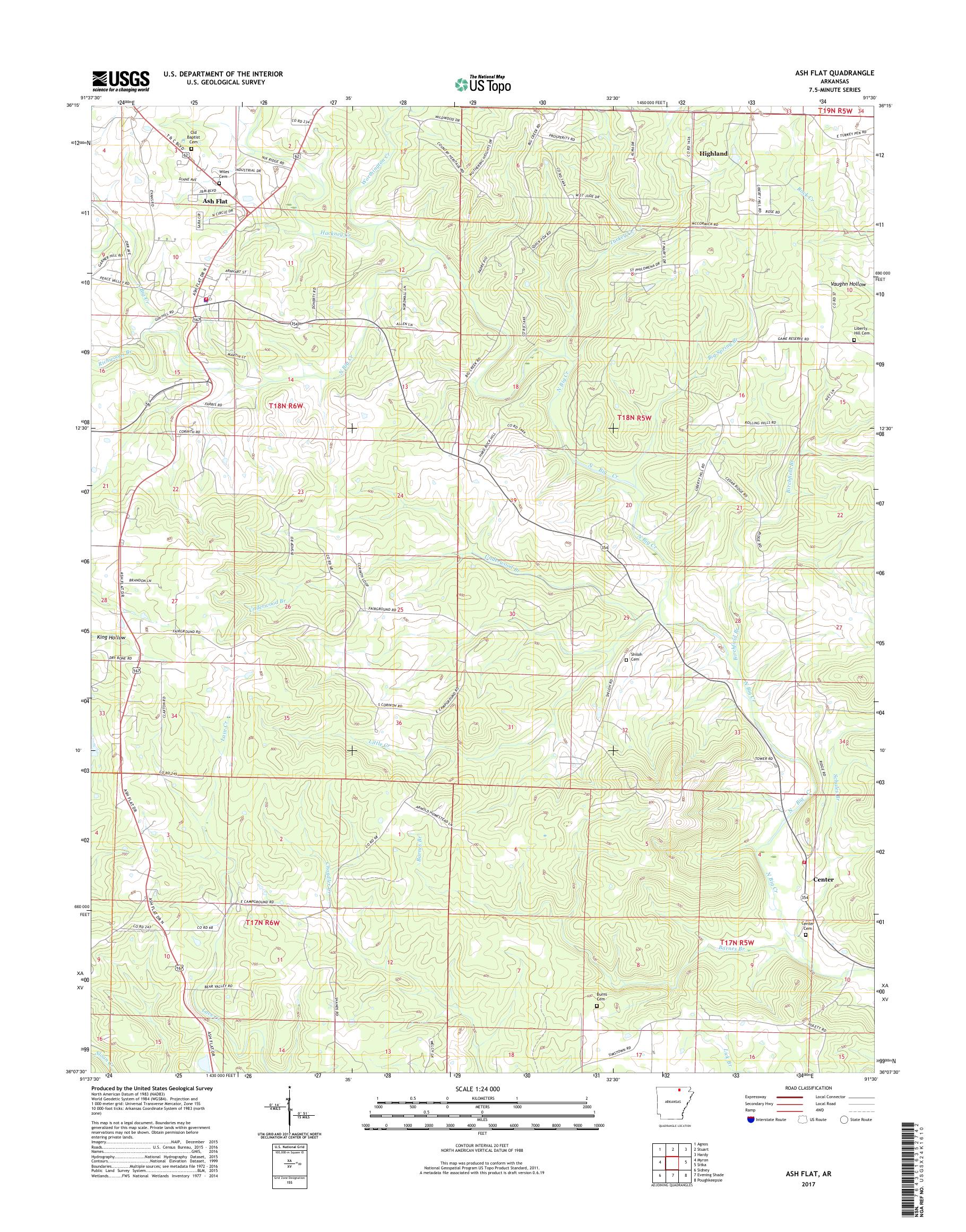 MyTopo Ash Flat, Arkansas USGS Quad Topo Map