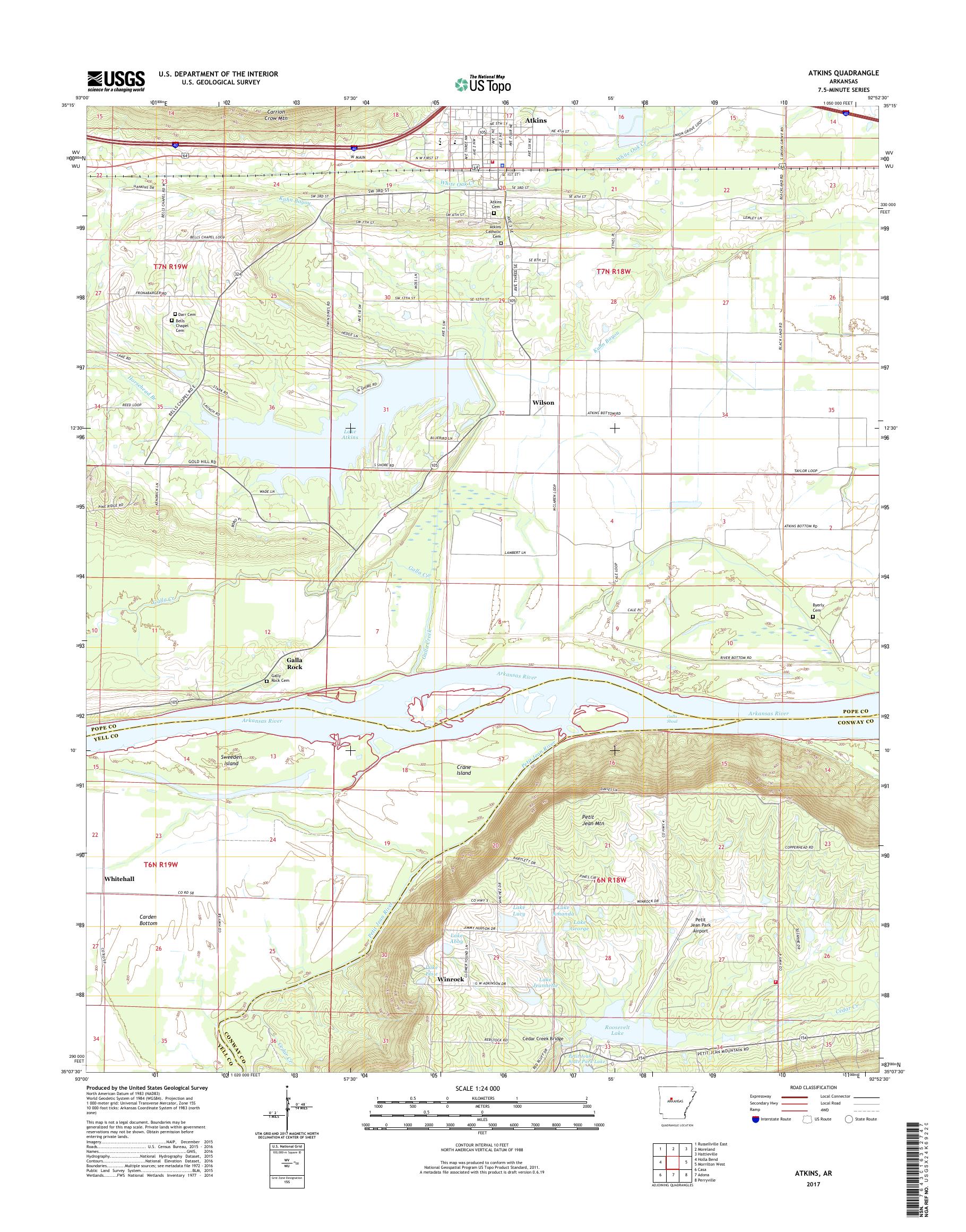MyTopo Atkins, Arkansas USGS Quad Topo Map