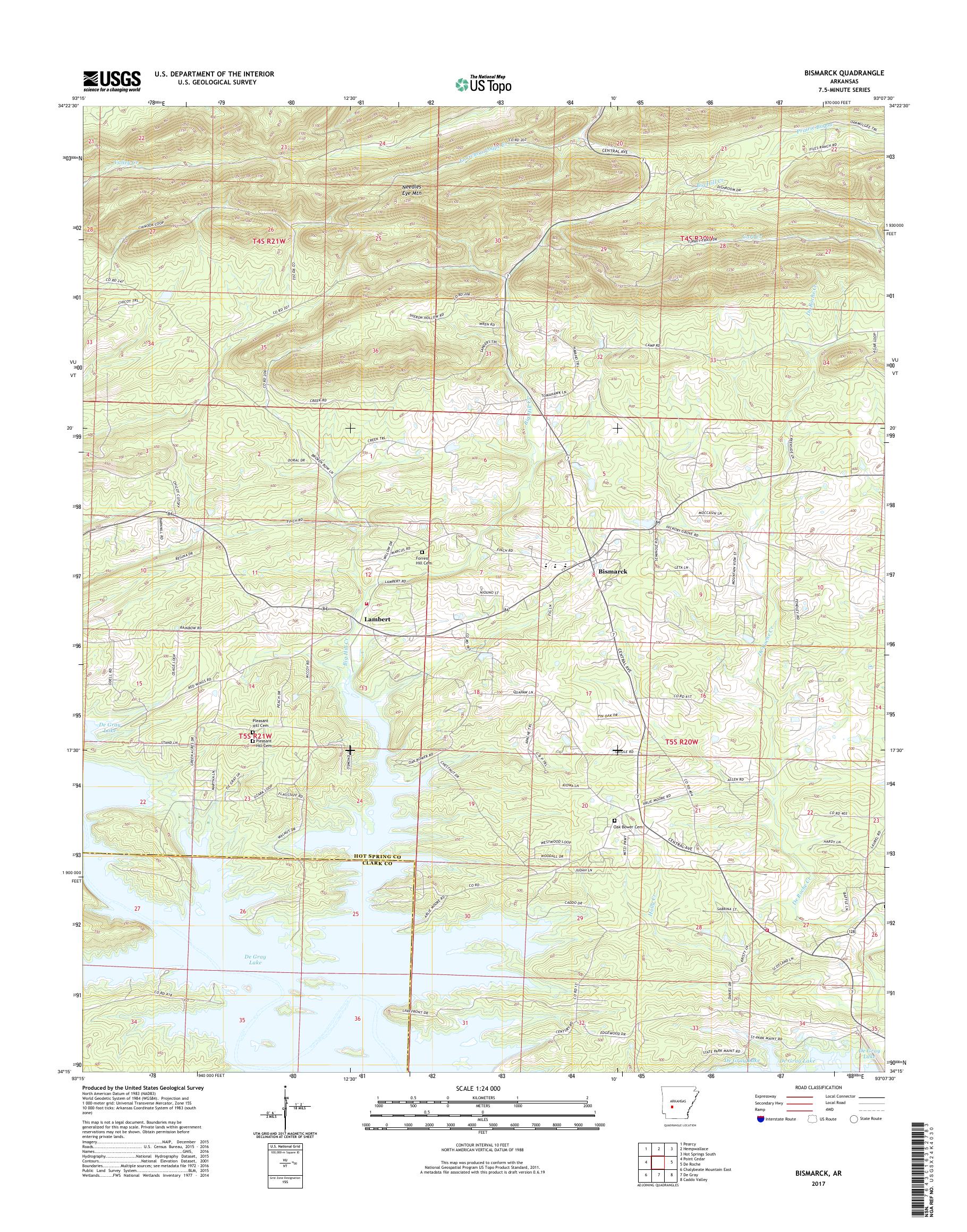 MyTopo Bismarck, Arkansas USGS Quad Topo Map