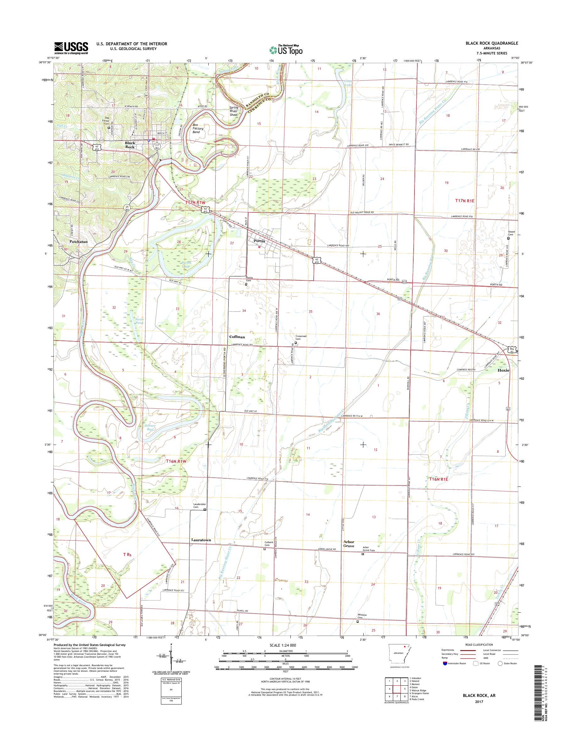 MyTopo Black Rock, Arkansas USGS Quad Topo Map