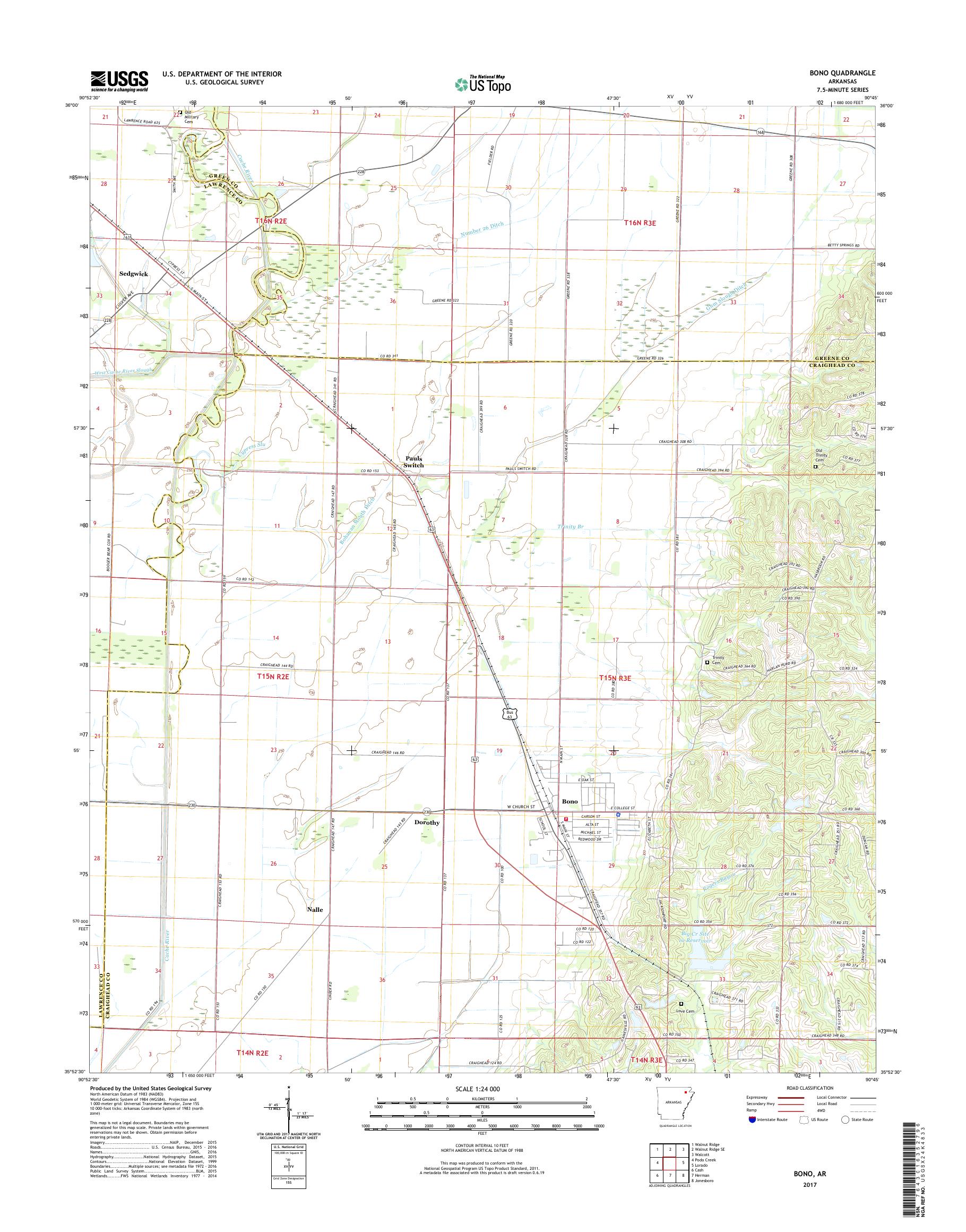 MyTopo Bono, Arkansas USGS Quad Topo Map