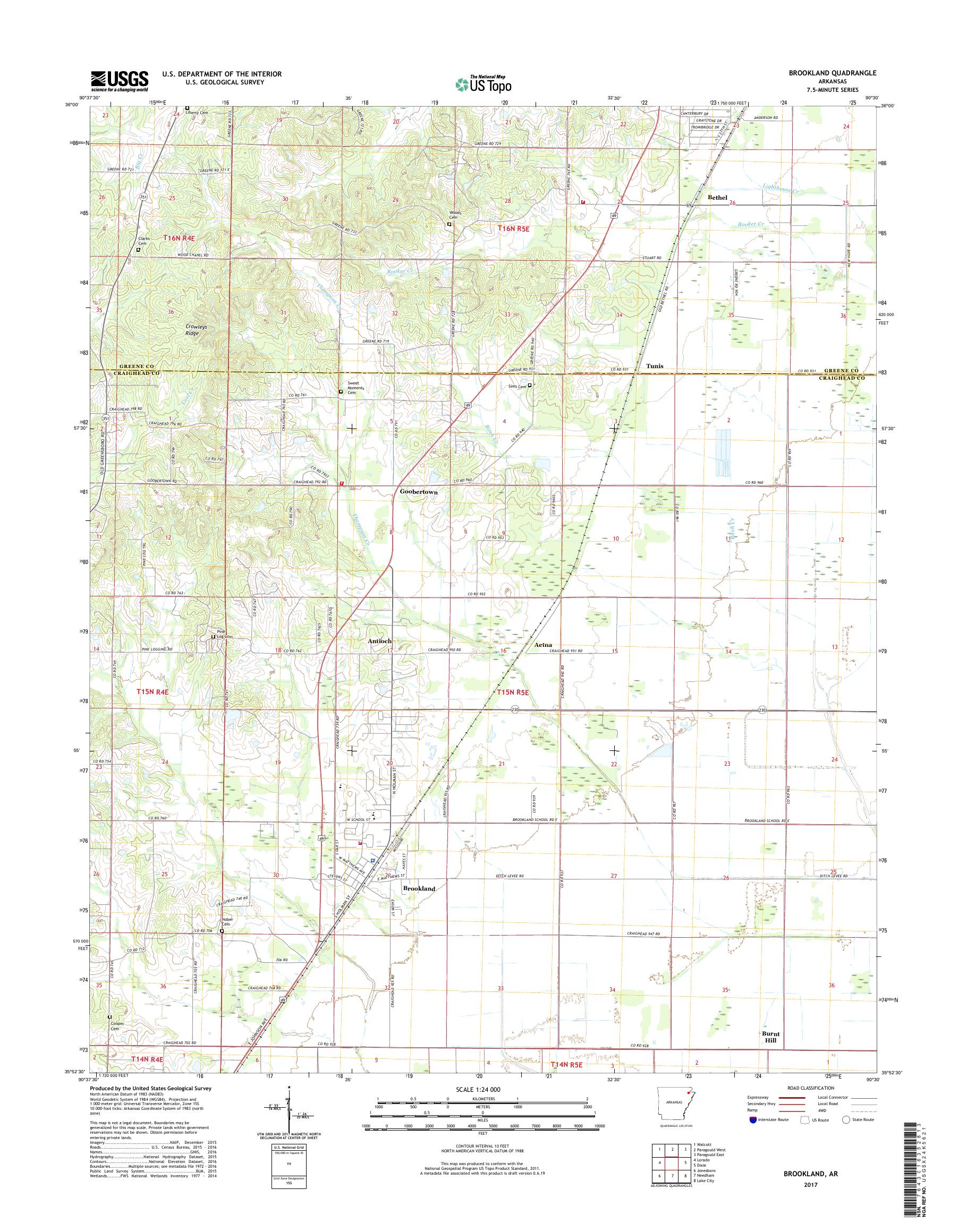MyTopo Brookland, Arkansas USGS Quad Topo Map