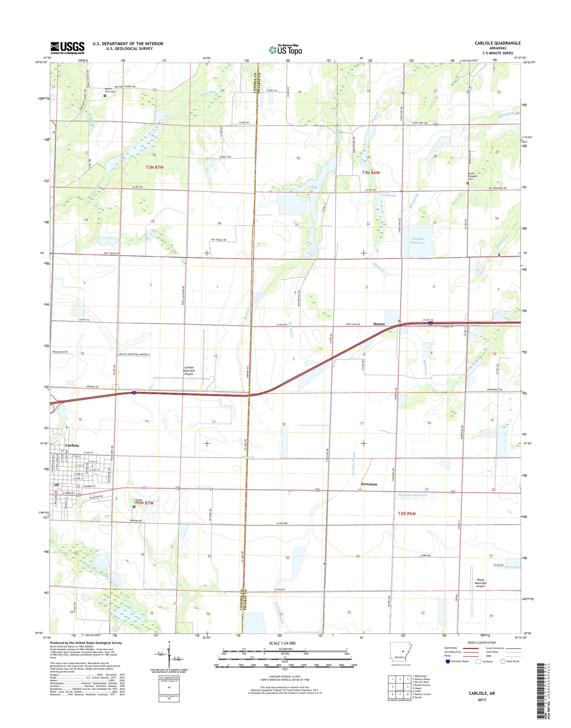 MyTopo Carlisle, Arkansas USGS Quad Topo Map