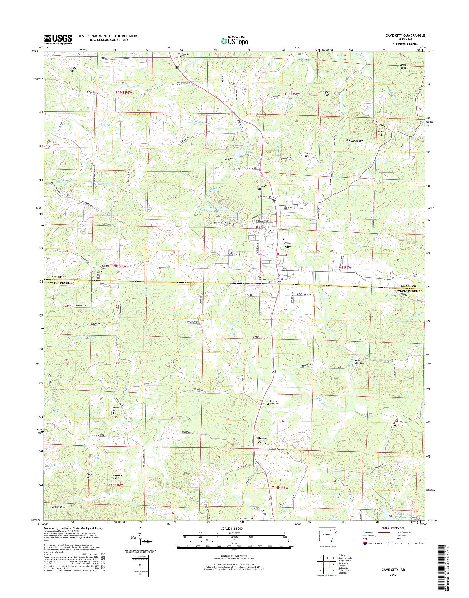 MyTopo Cave City, Arkansas USGS Quad Topo Map
