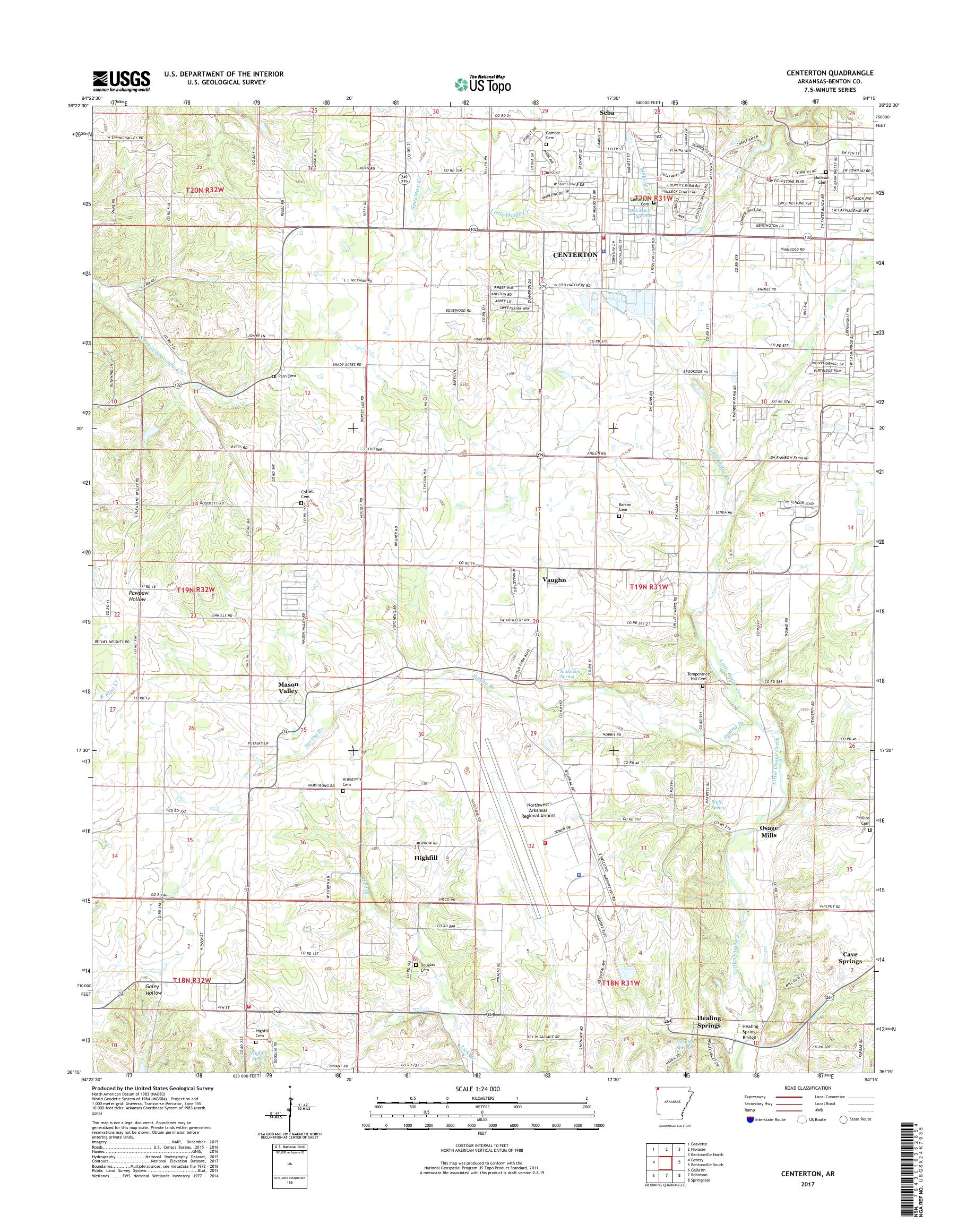 MyTopo Centerton, Arkansas USGS Quad Topo Map