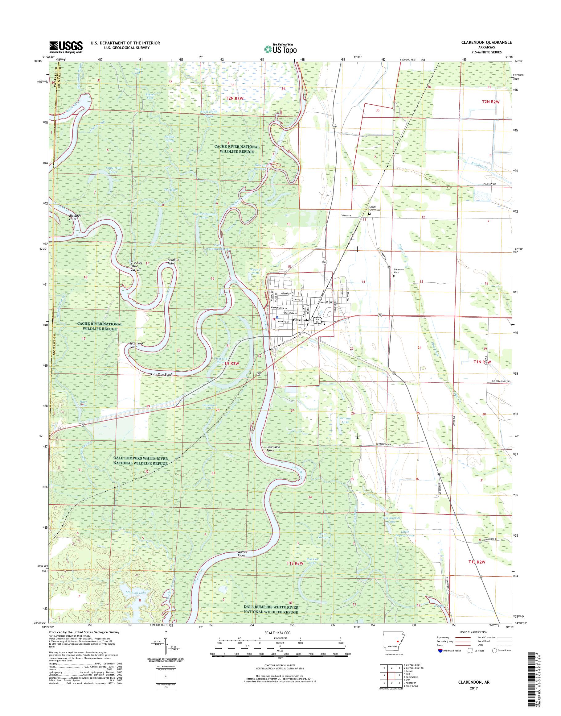 MyTopo Clarendon, Arkansas USGS Quad Topo Map