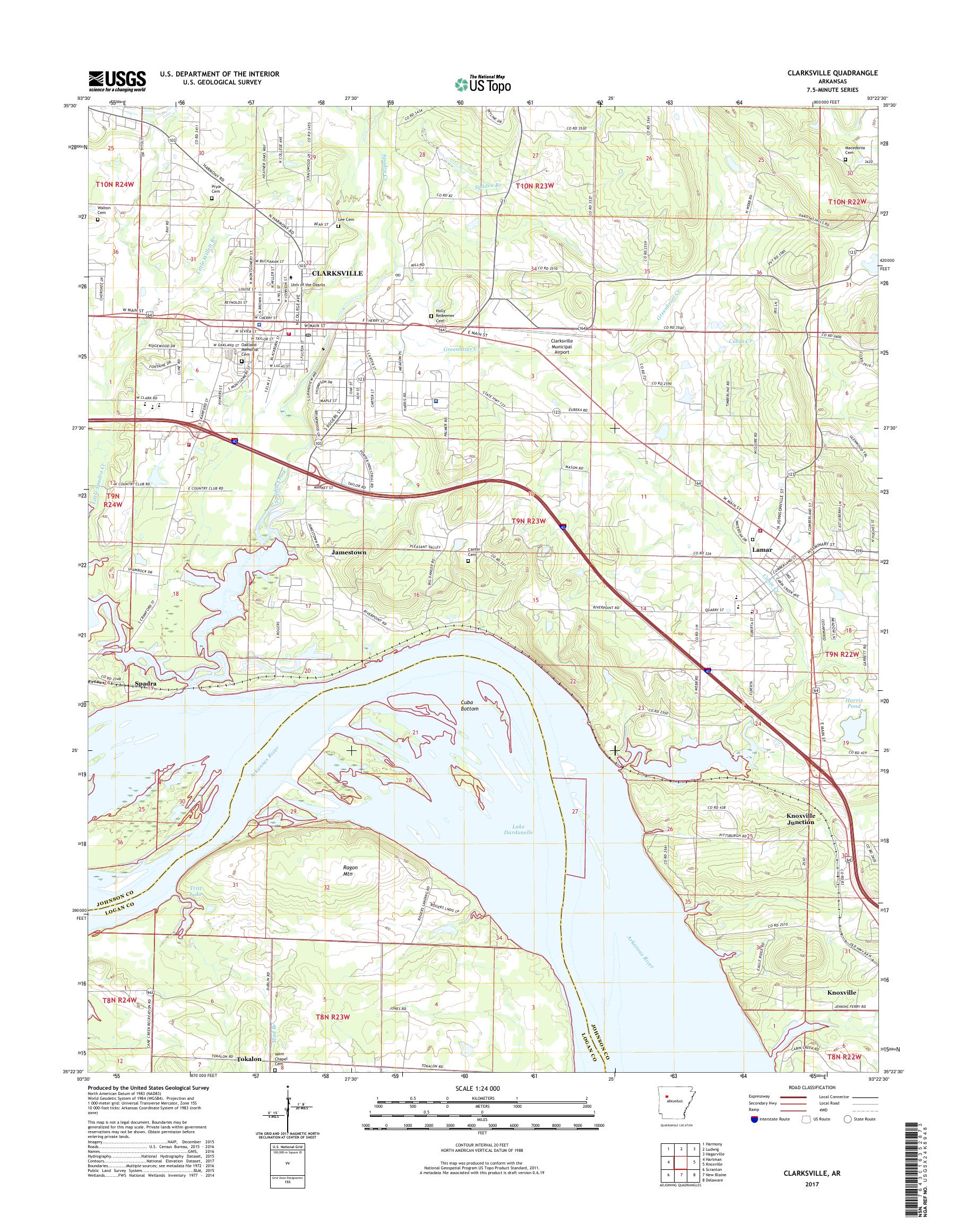 MyTopo Clarksville, Arkansas USGS Quad Topo Map