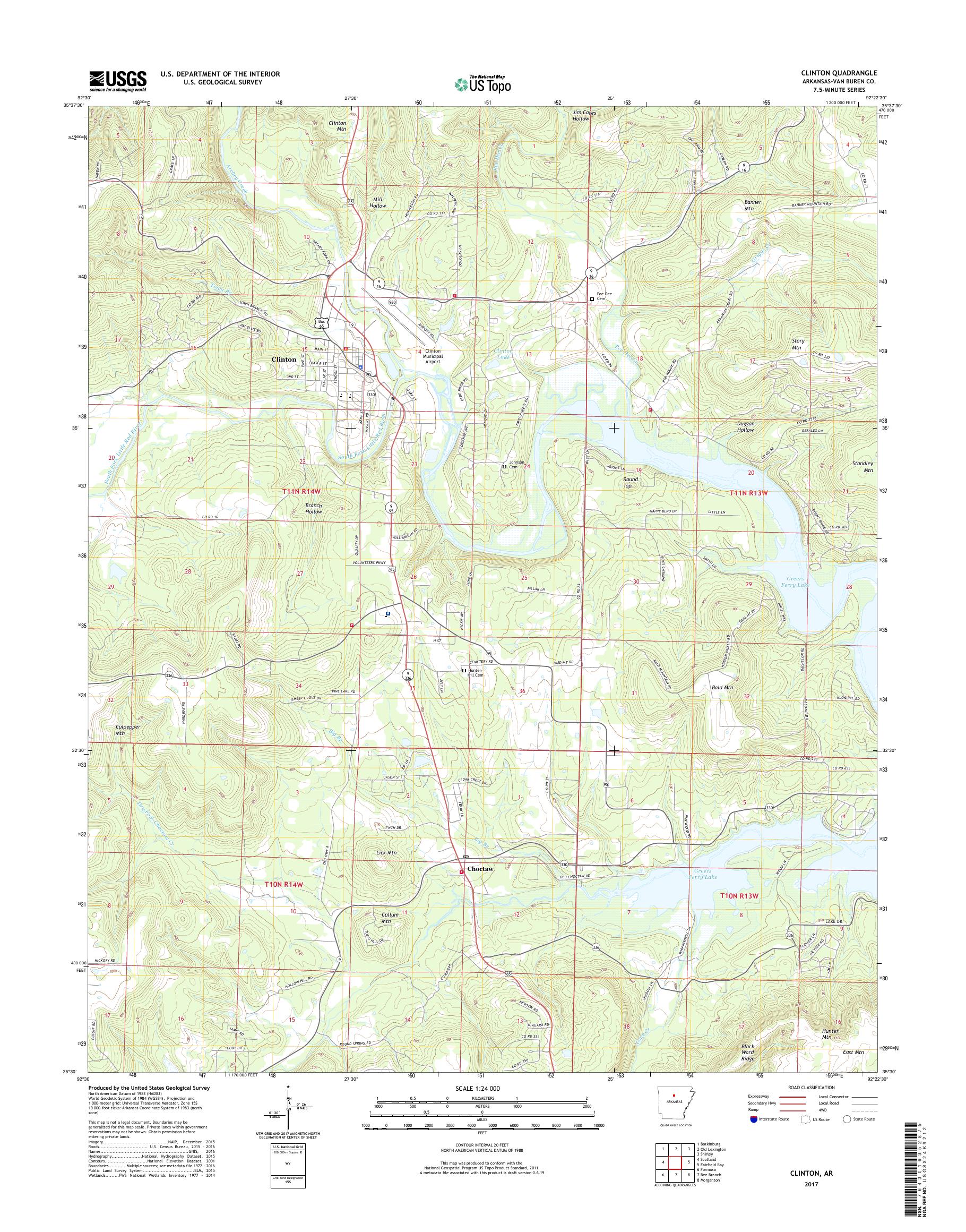 MyTopo Clinton, Arkansas USGS Quad Topo Map