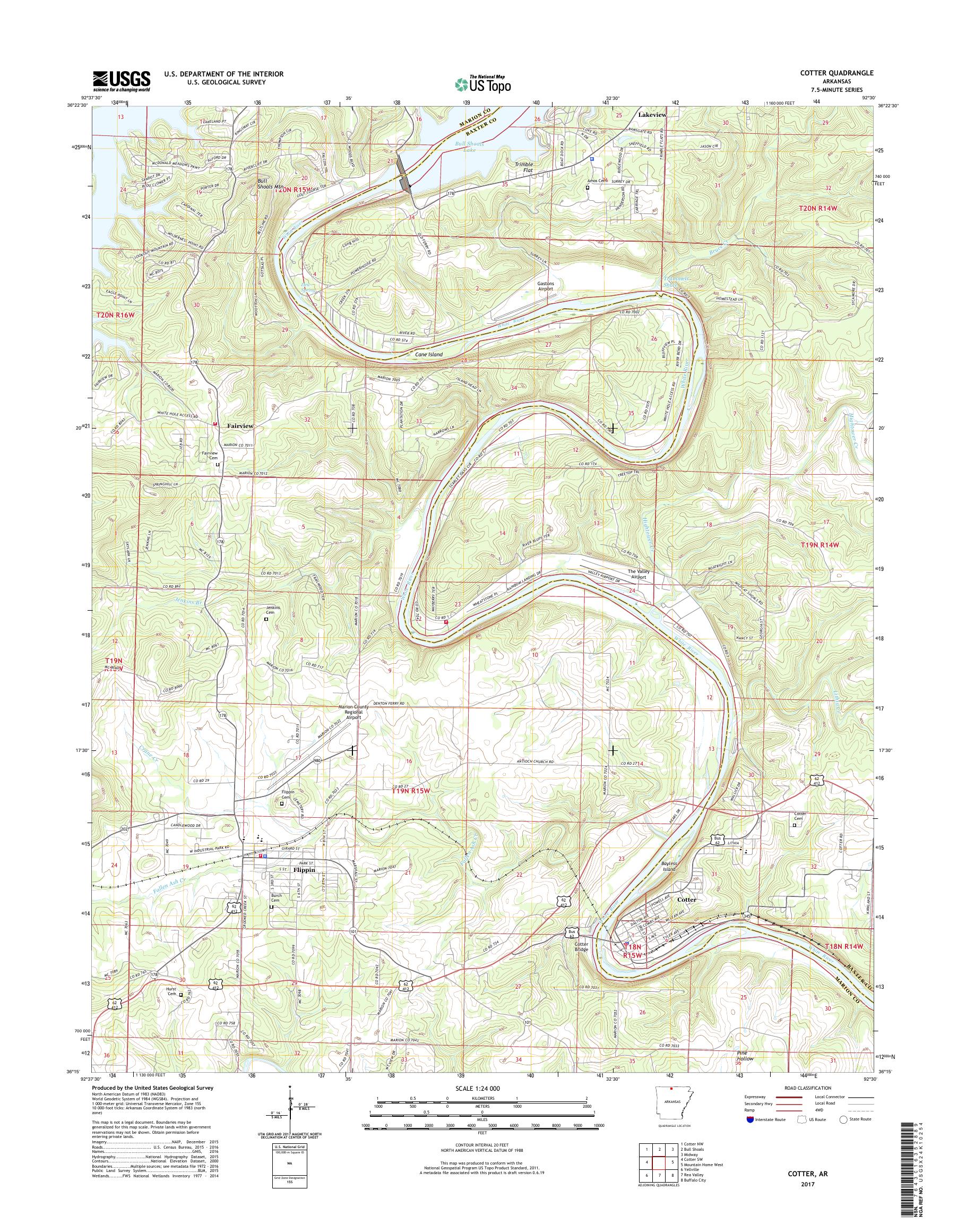MyTopo Cotter, Arkansas USGS Quad Topo Map
