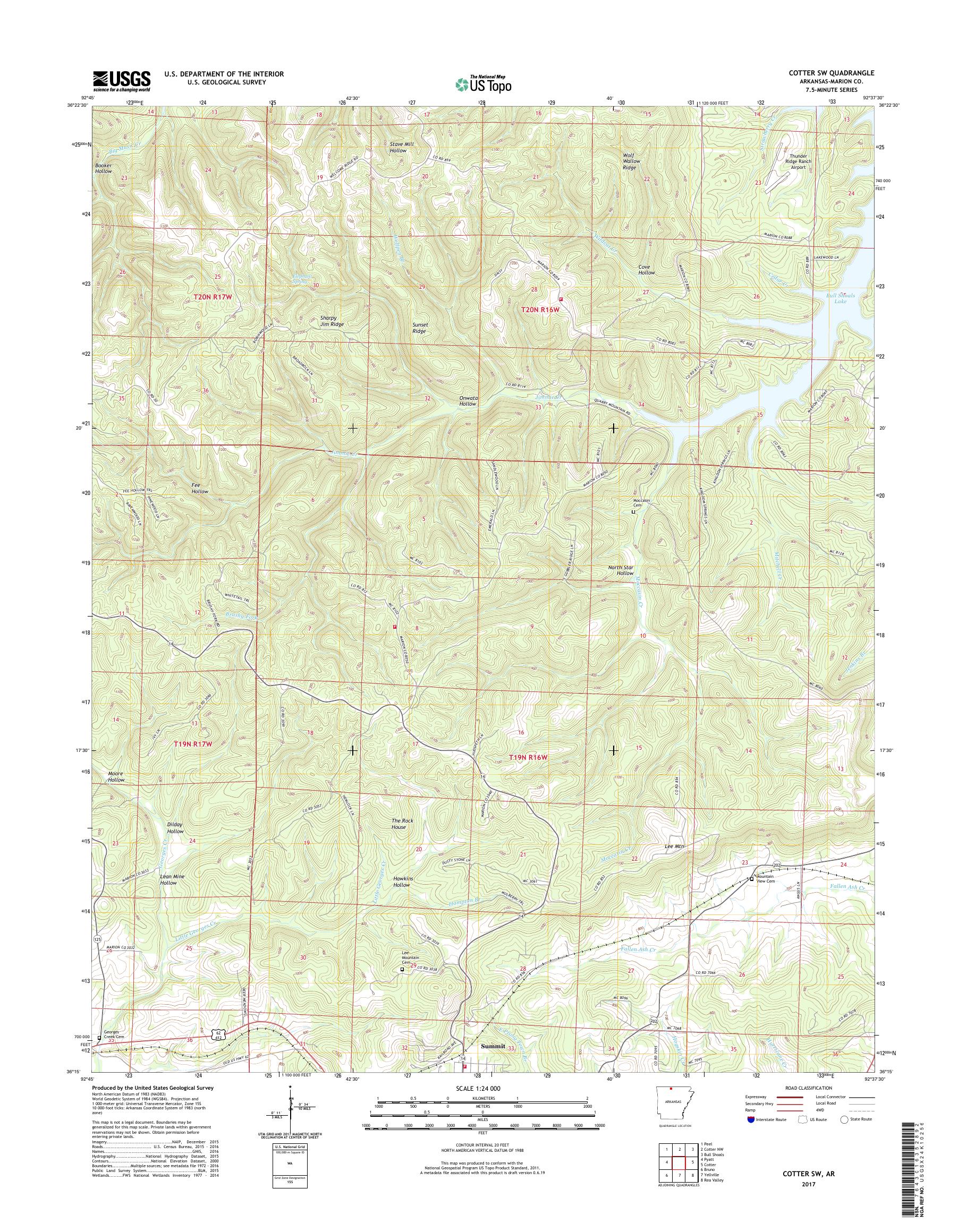 MyTopo Cotter SW, Arkansas USGS Quad Topo Map