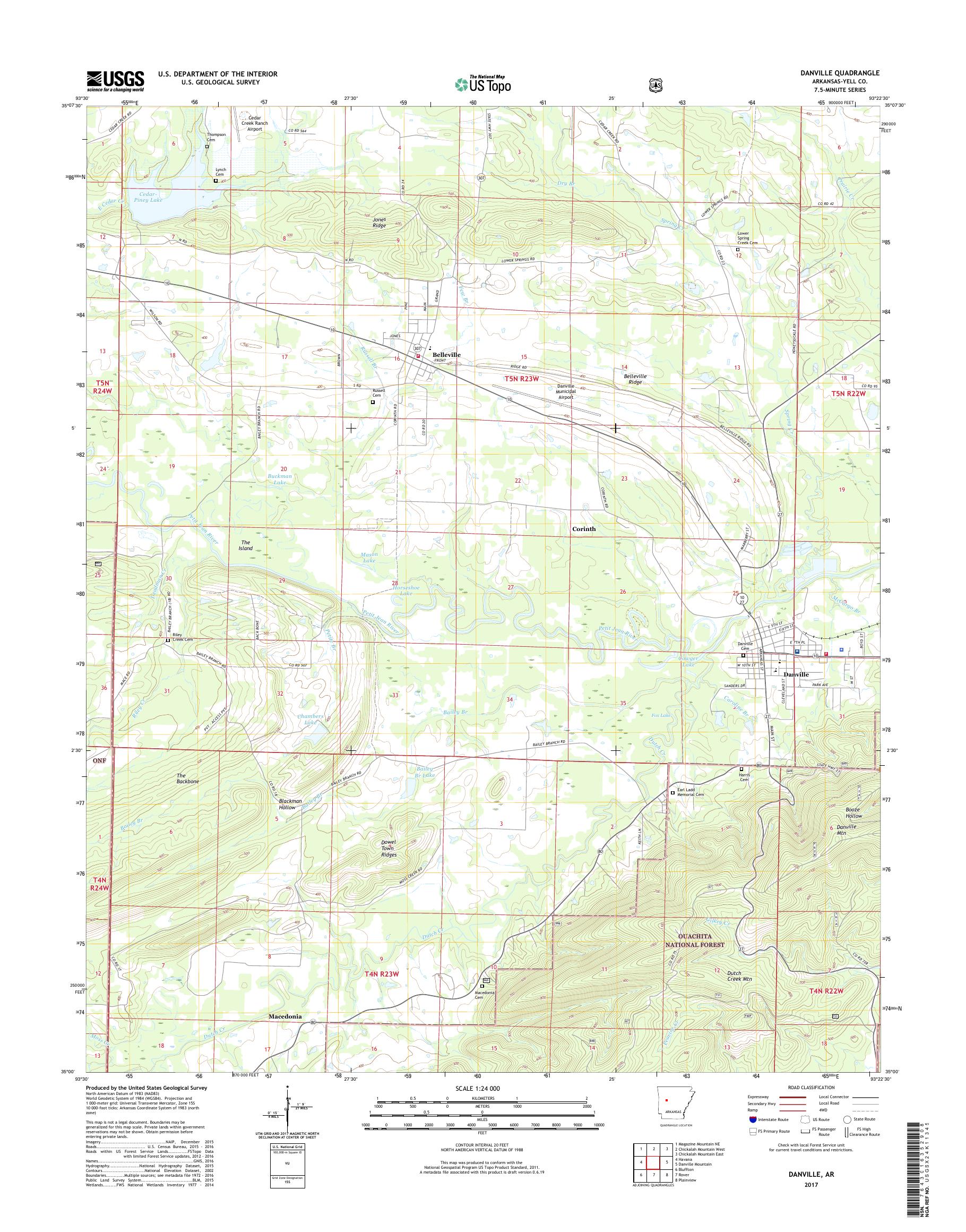 MyTopo Danville, Arkansas USGS Quad Topo Map