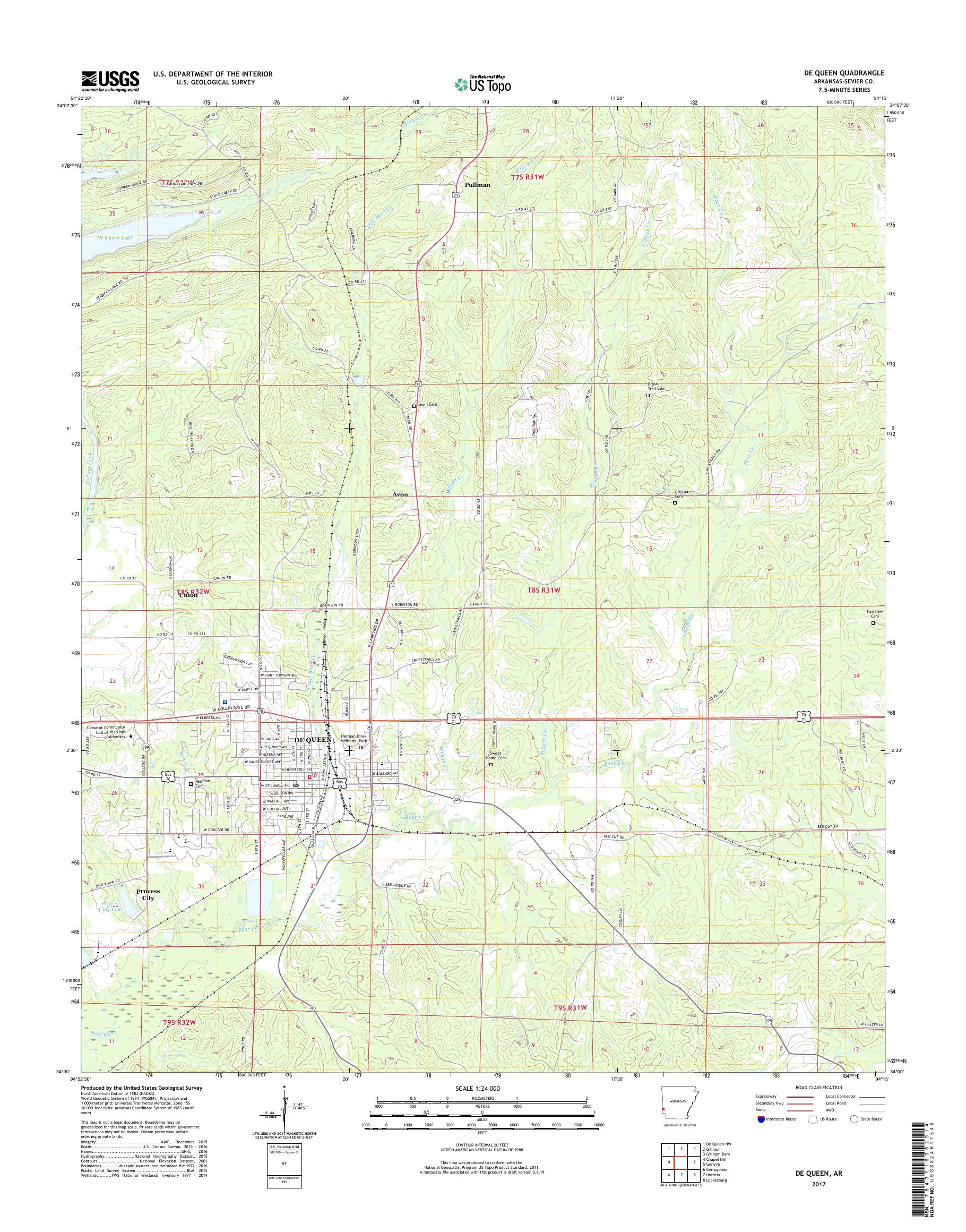 MyTopo De Queen, Arkansas USGS Quad Topo Map