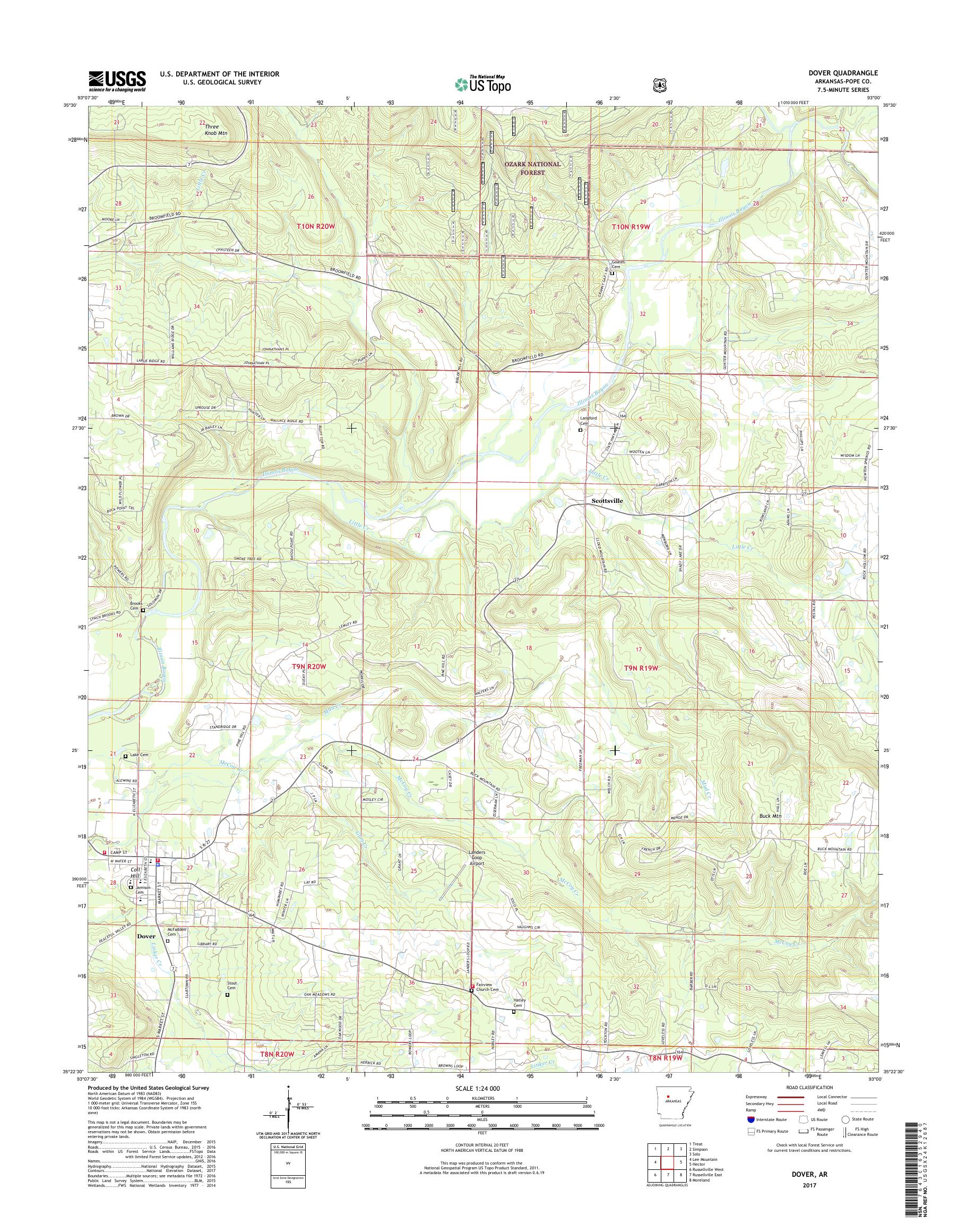 MyTopo Dover, Arkansas USGS Quad Topo Map