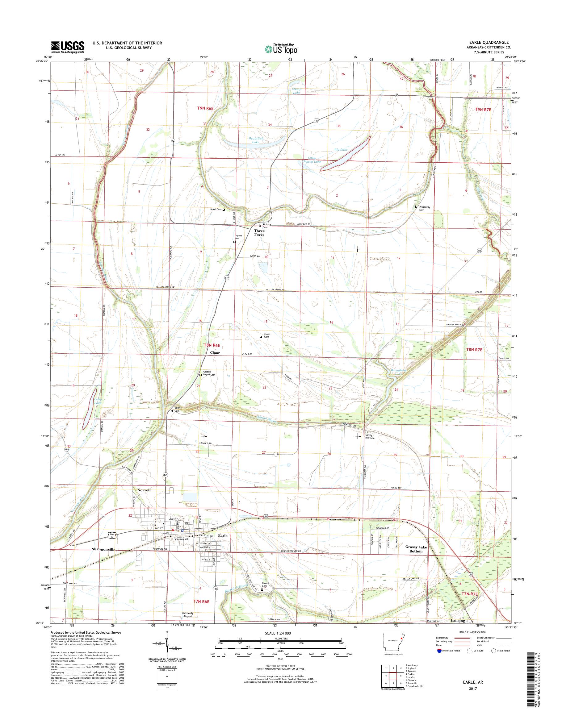 MyTopo Earle, Arkansas USGS Quad Topo Map