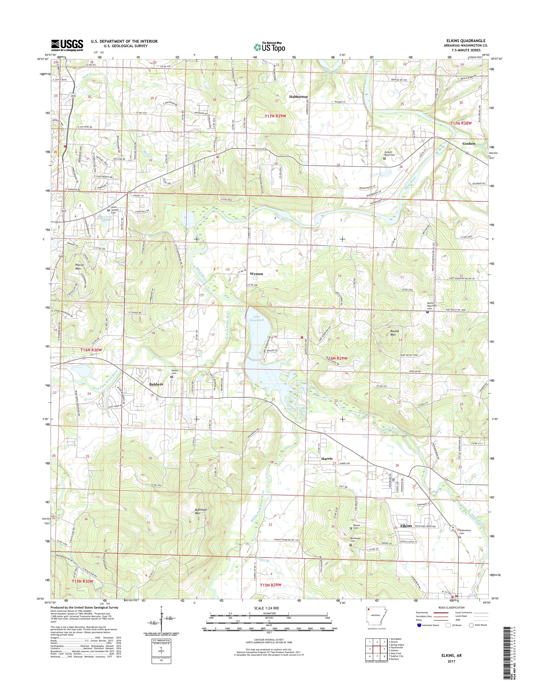 MyTopo Elkins, Arkansas USGS Quad Topo Map