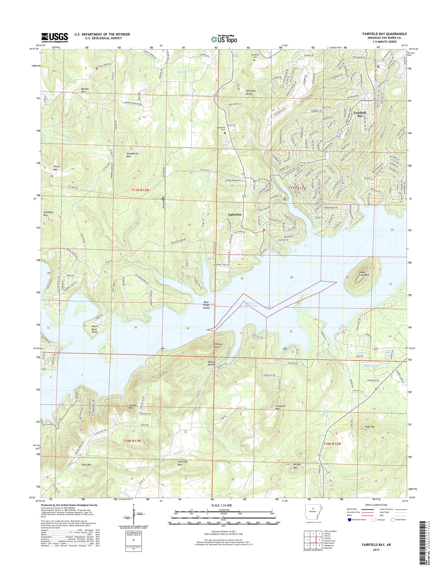 MyTopo Fairfield Bay, Arkansas USGS Quad Topo Map