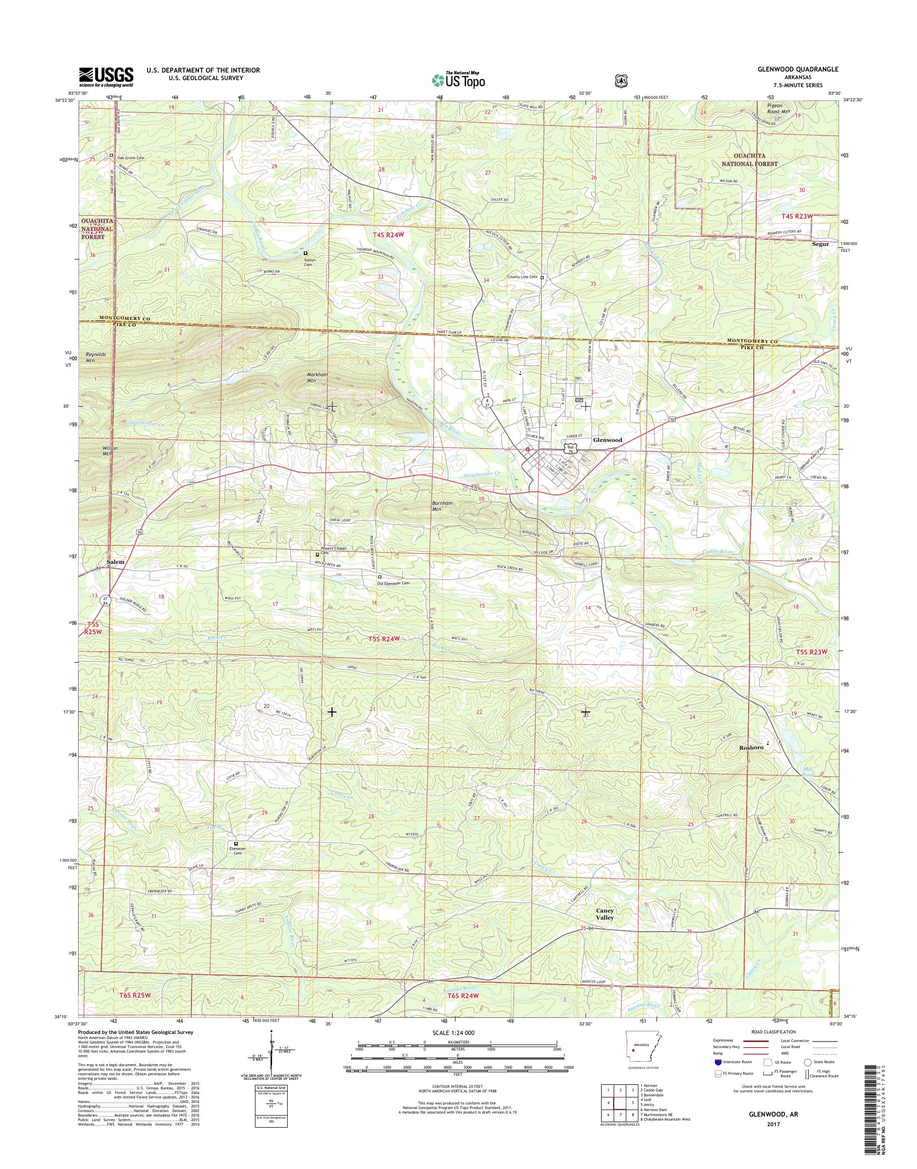 MyTopo Glenwood, Arkansas USGS Quad Topo Map