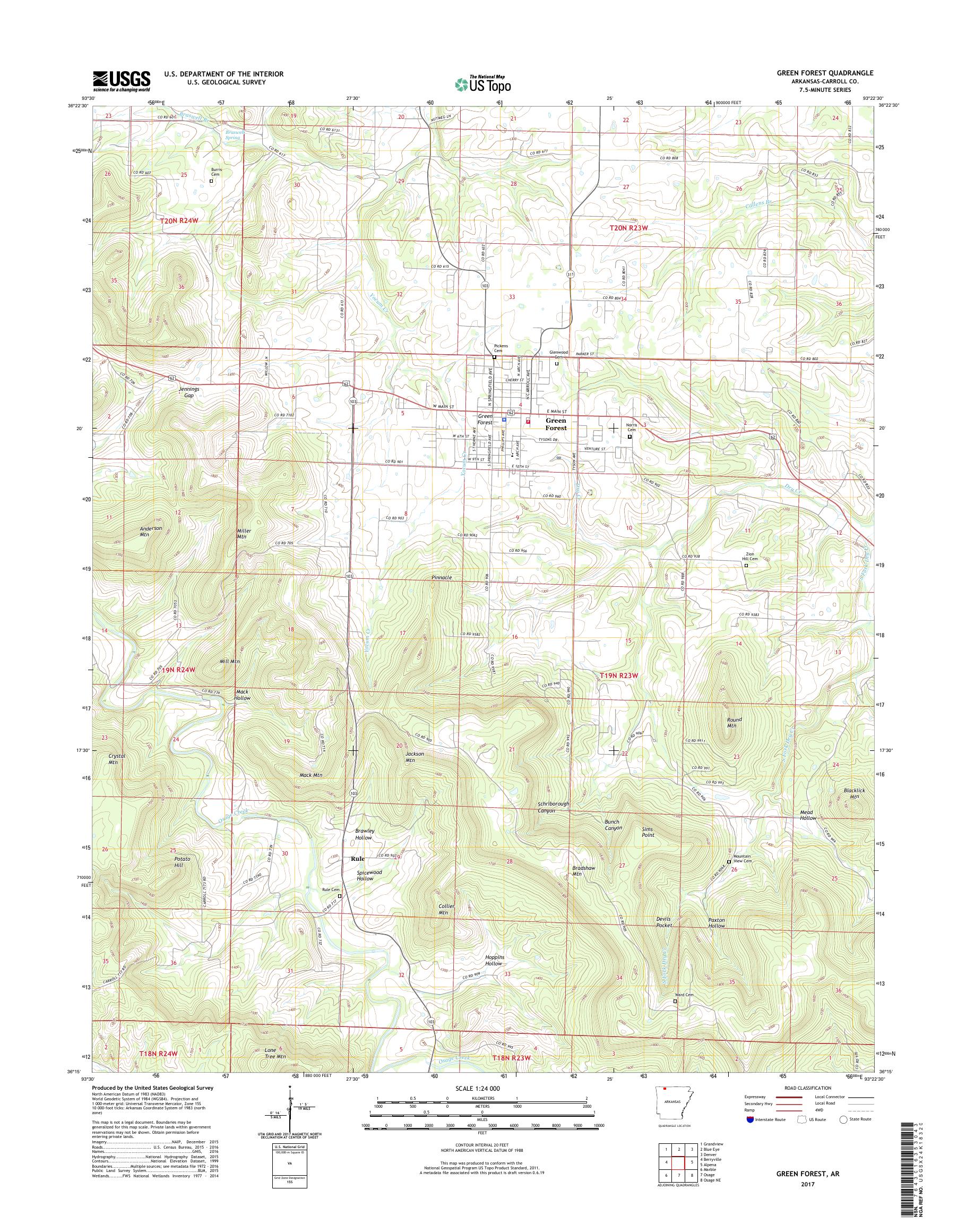 MyTopo Green Forest, Arkansas USGS Quad Topo Map