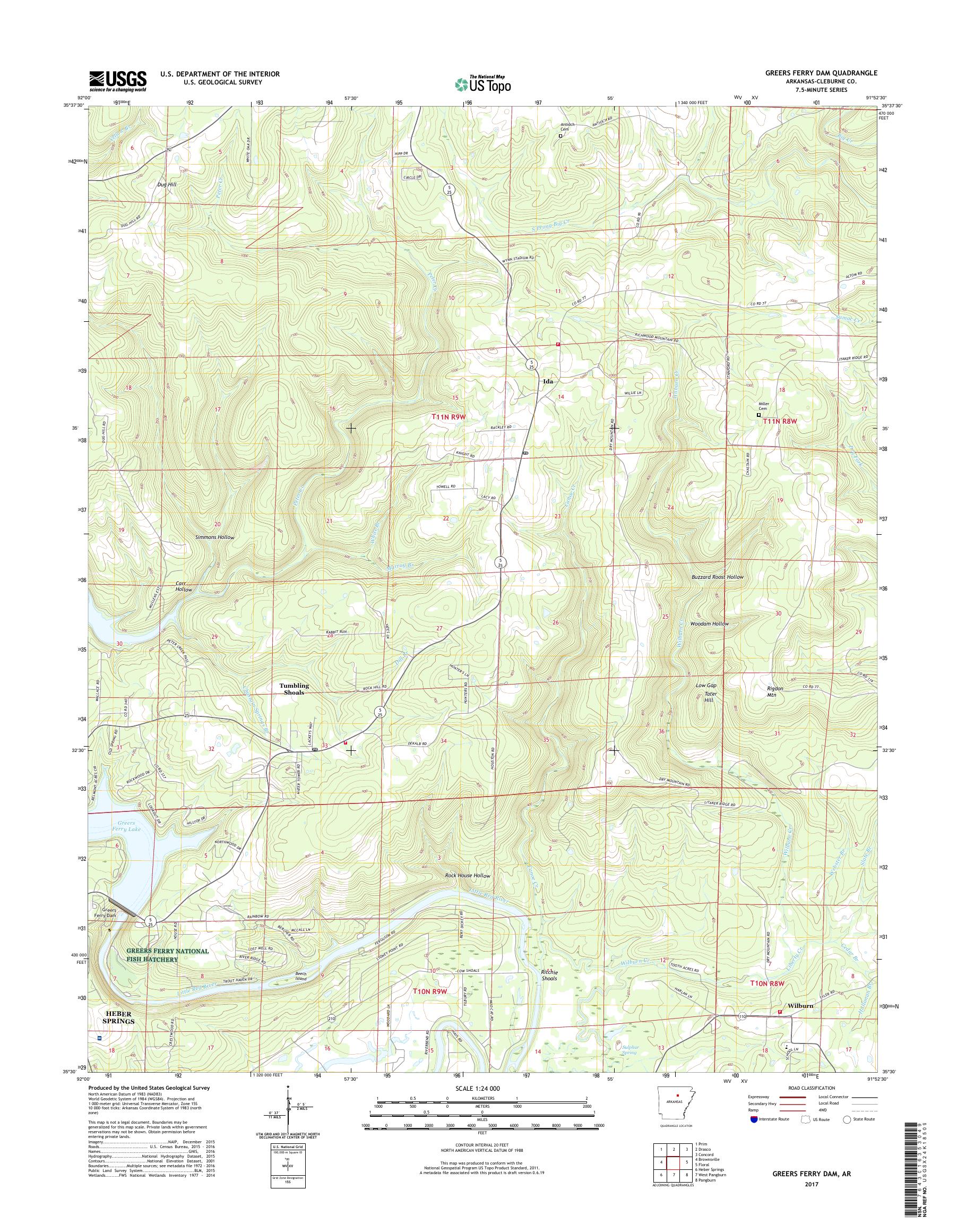 MyTopo Greers Ferry Dam, Arkansas USGS Quad Topo Map
