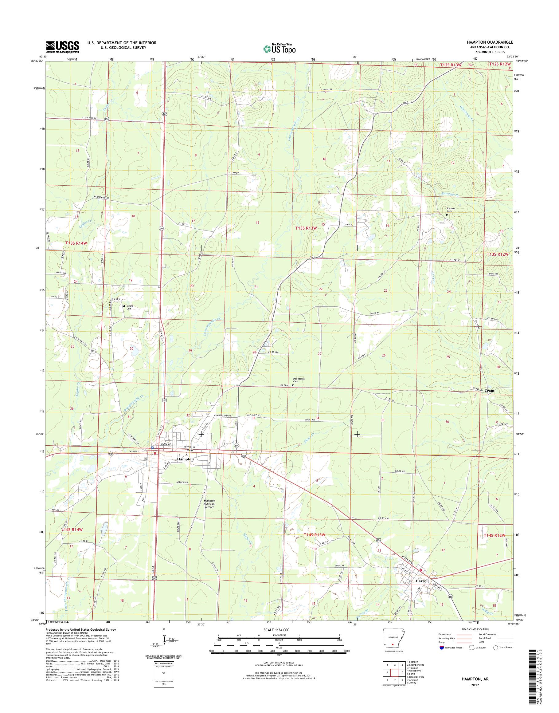 MyTopo Hampton, Arkansas USGS Quad Topo Map