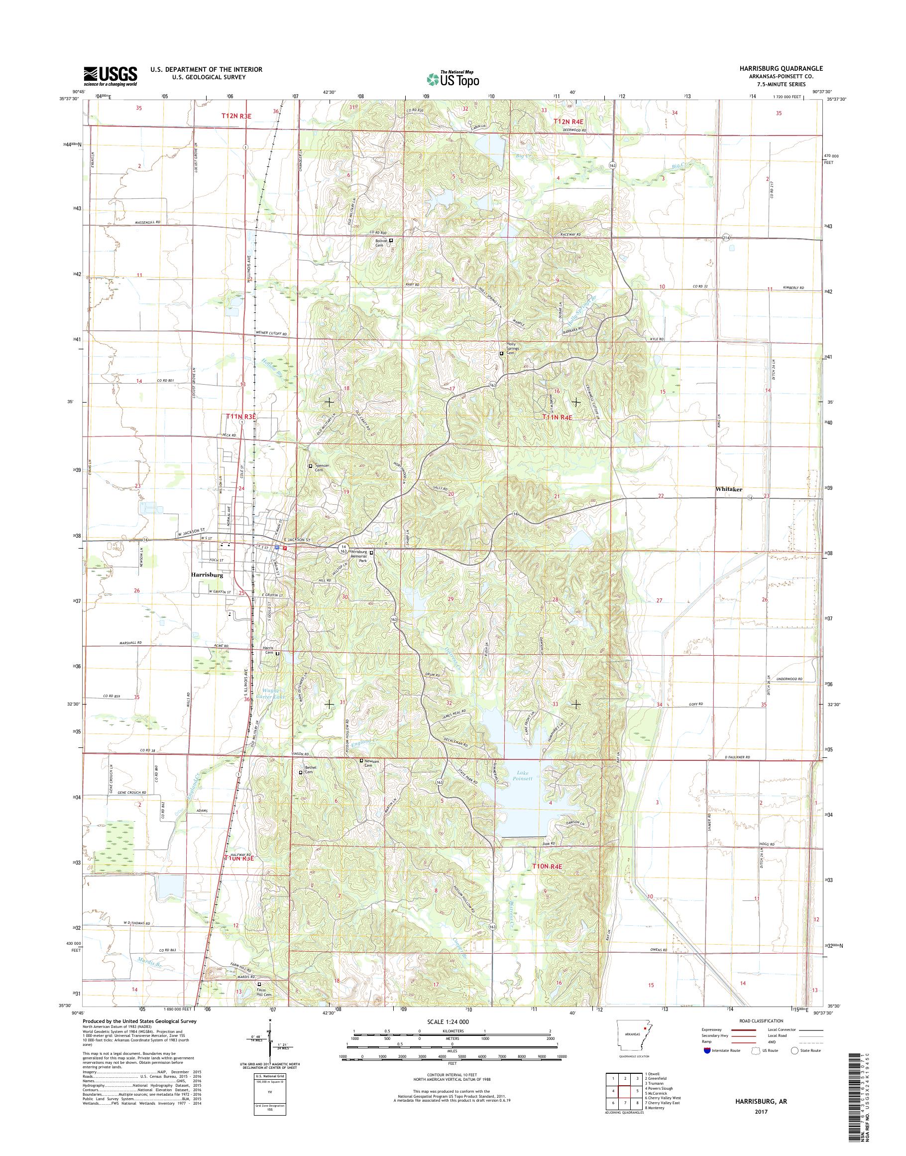 MyTopo Harrisburg, Arkansas USGS Quad Topo Map