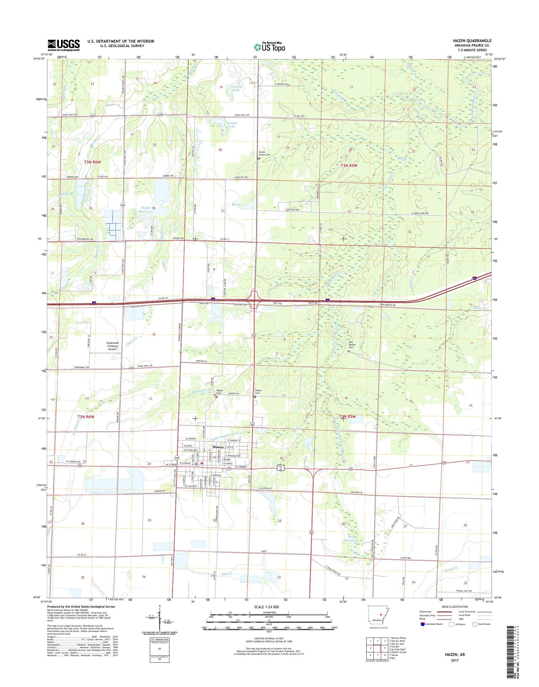 MyTopo Hazen, Arkansas USGS Quad Topo Map