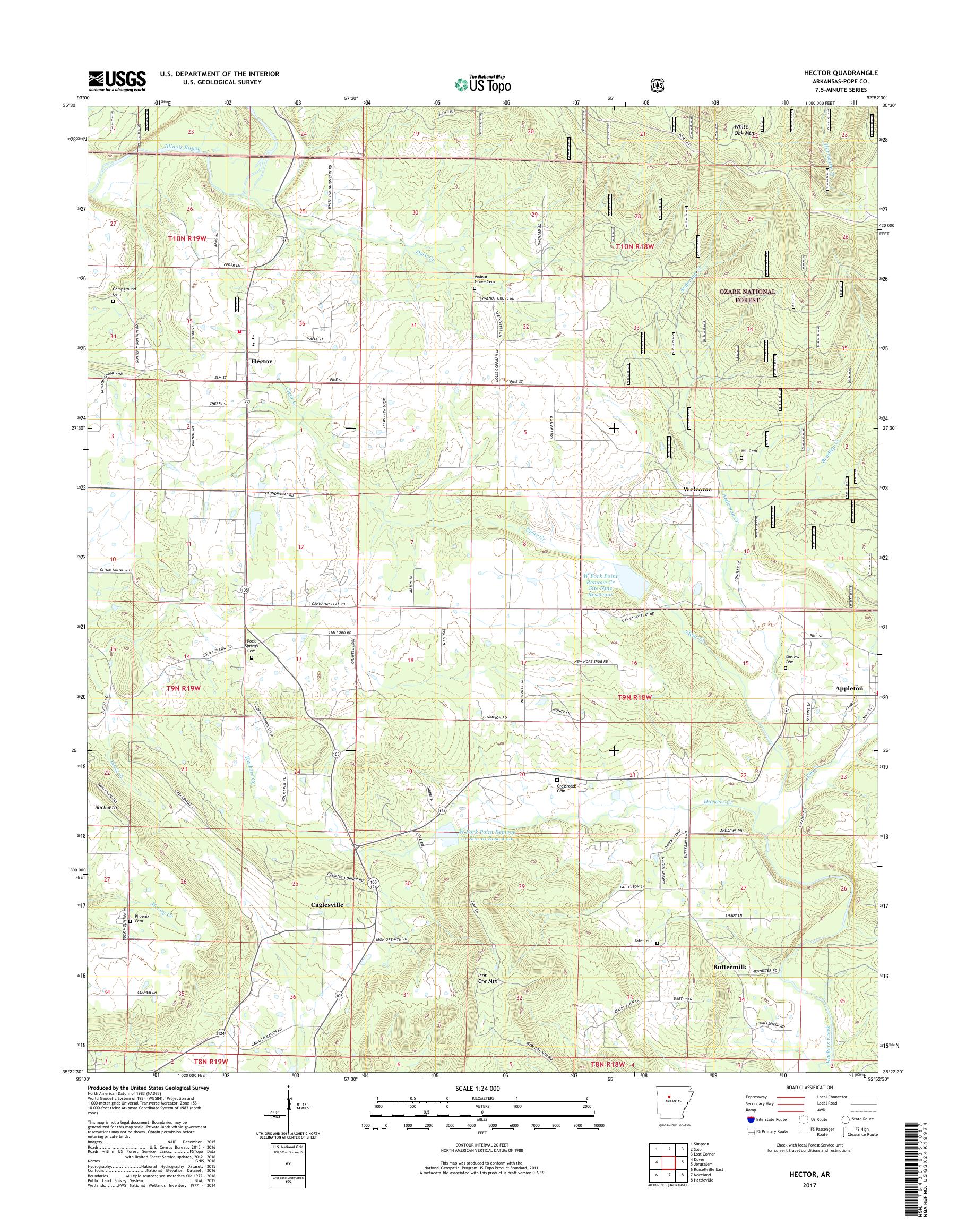 MyTopo Hector, Arkansas USGS Quad Topo Map