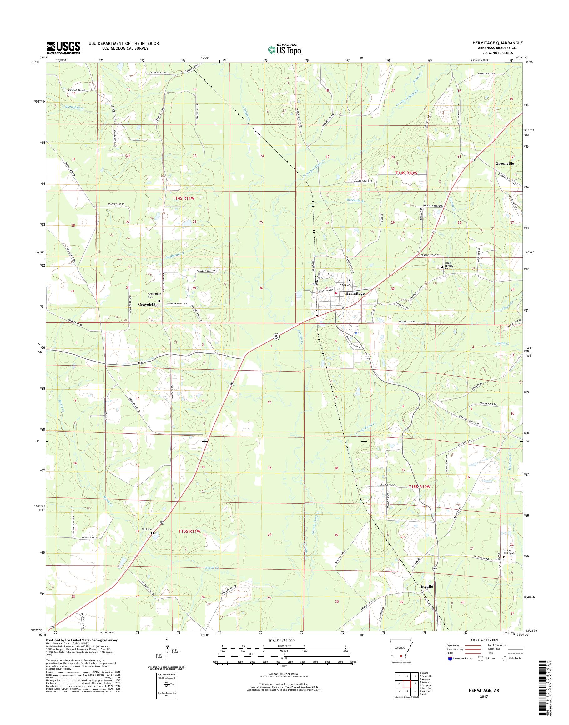 MyTopo Hermitage, Arkansas USGS Quad Topo Map