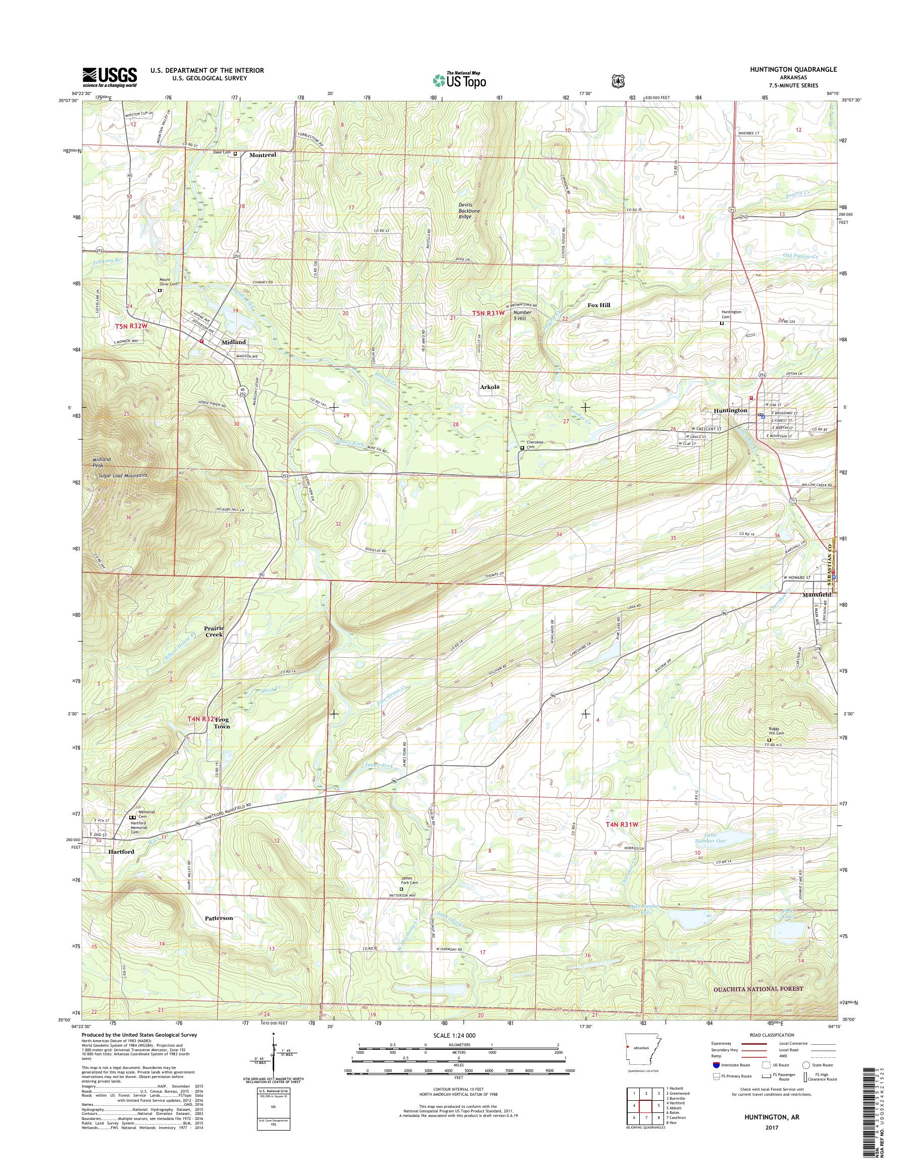 MyTopo Huntington, Arkansas USGS Quad Topo Map