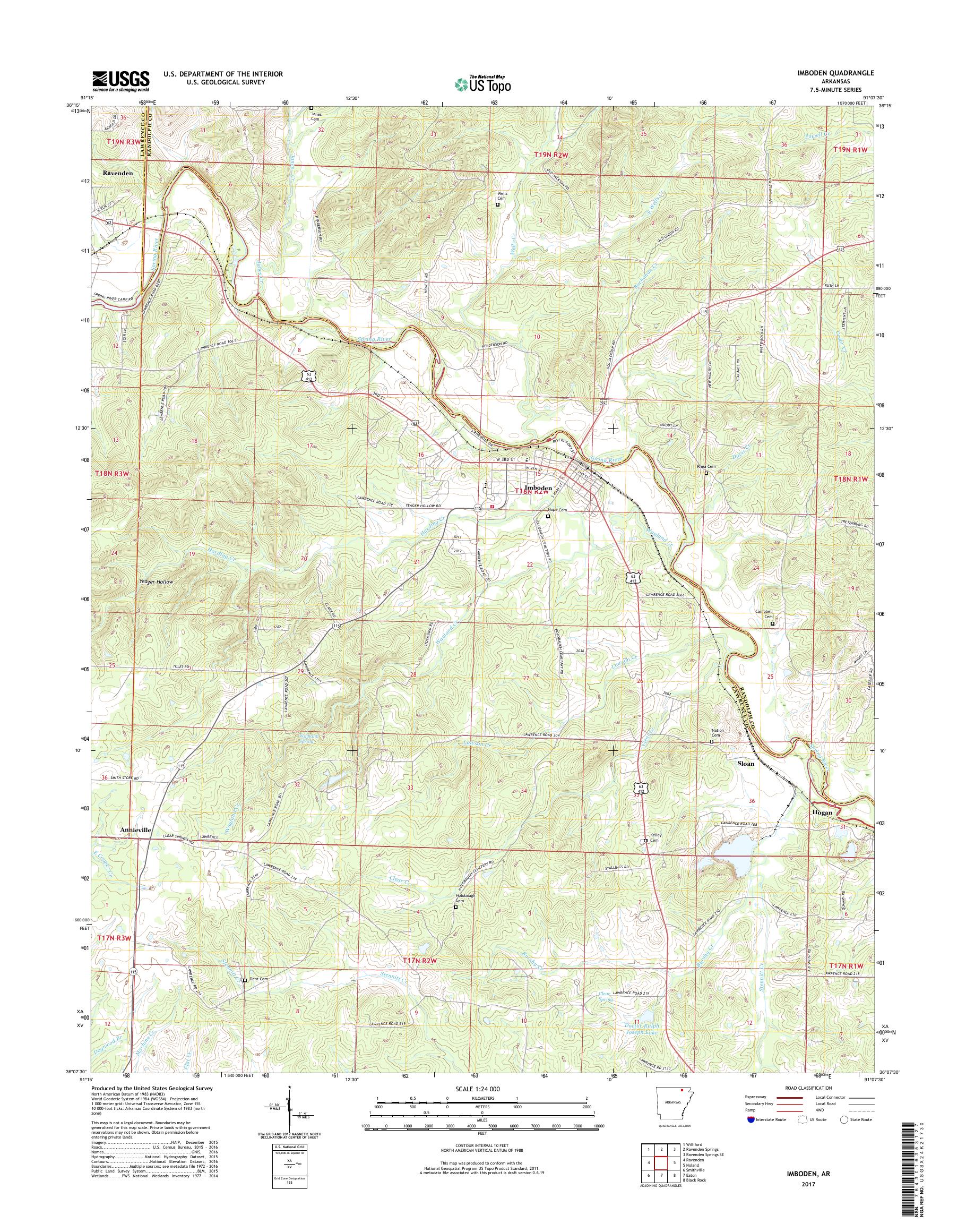 MyTopo Imboden, Arkansas USGS Quad Topo Map