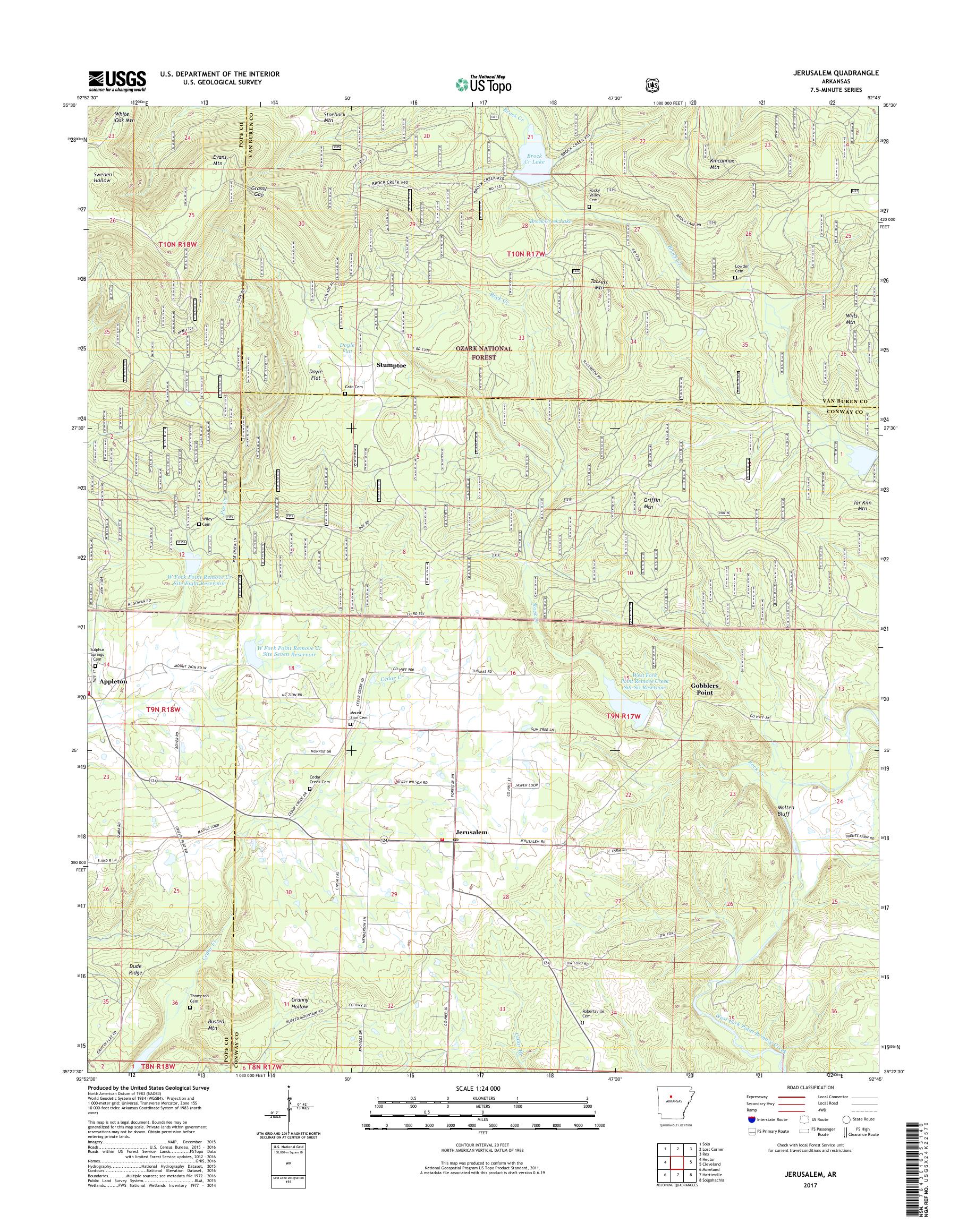 MyTopo Jerusalem, Arkansas USGS Quad Topo Map