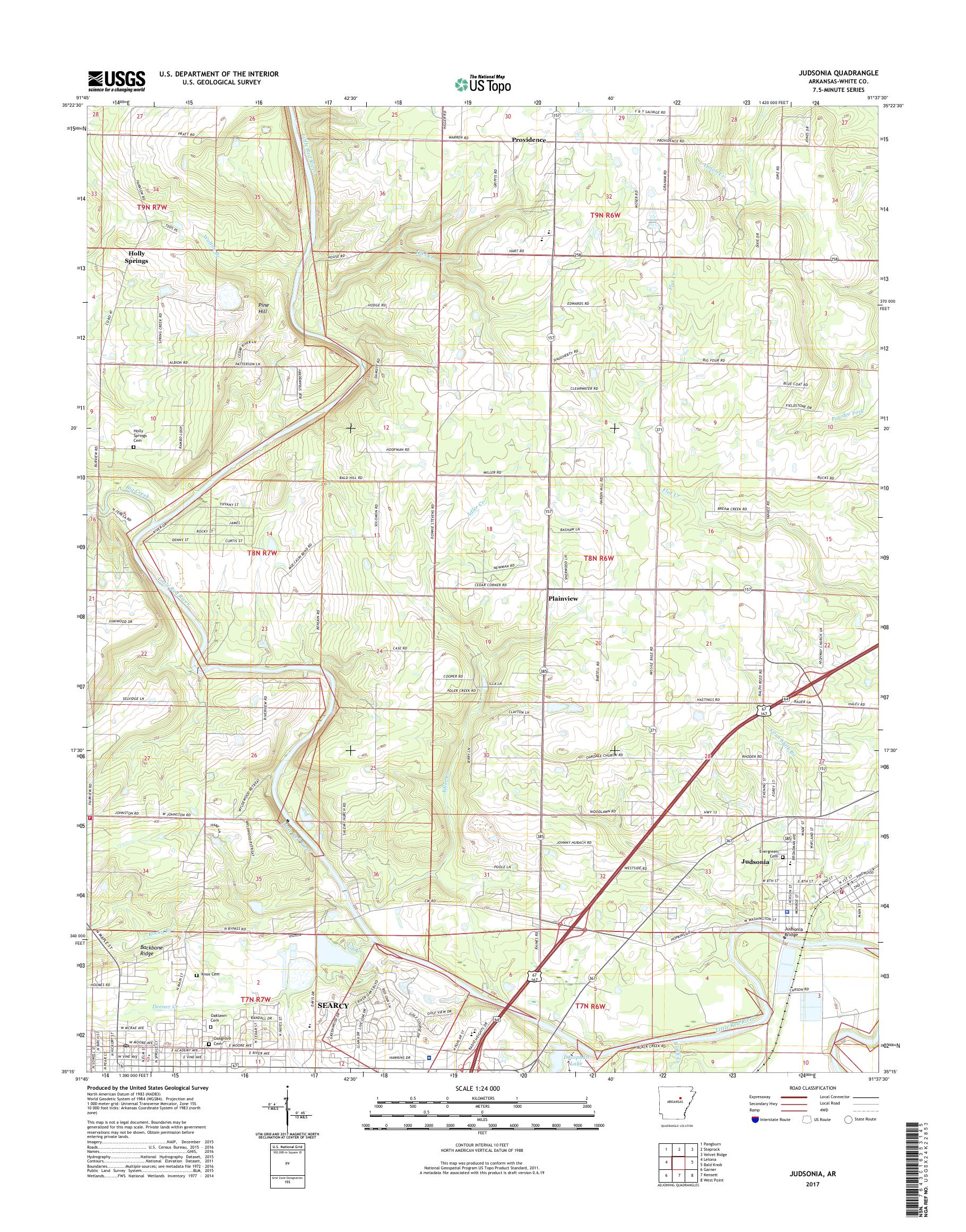MyTopo Judsonia, Arkansas USGS Quad Topo Map