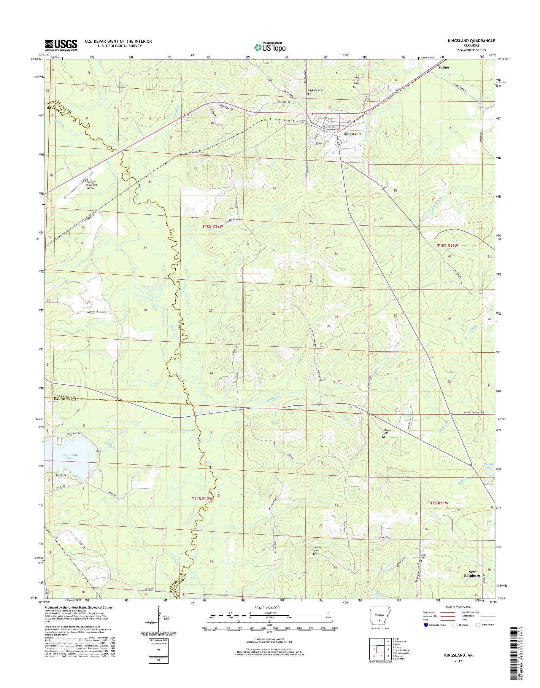 MyTopo Kingsland, Arkansas USGS Quad Topo Map